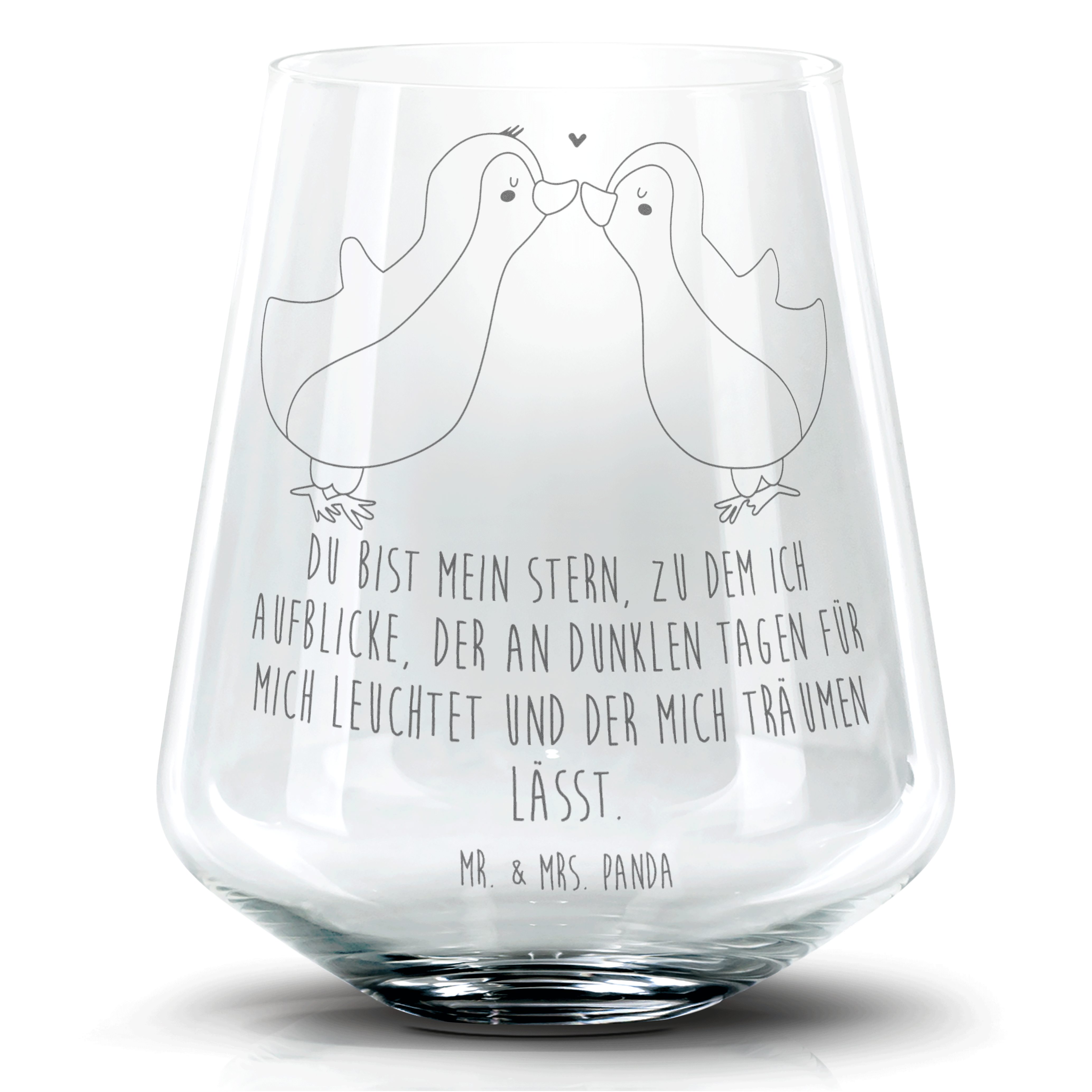 Mr. & Mrs. Panda Cocktailglas Pinguin Liebe Transparent Geschenk