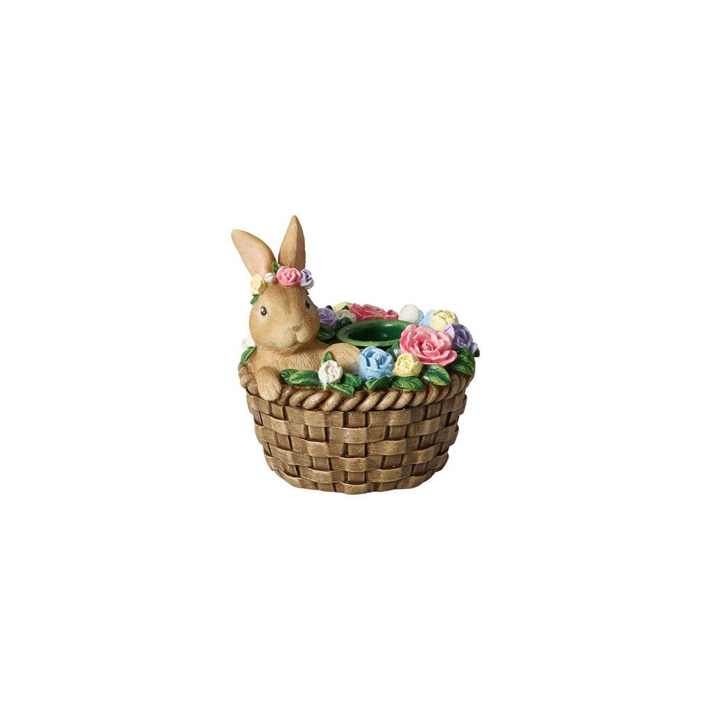 Villeroy & Boch Standkerzenhalter Spring Fantasy, Höhe: 9.2cm, Farbe: Mehrfarbig, Motiv: Hase im Korb