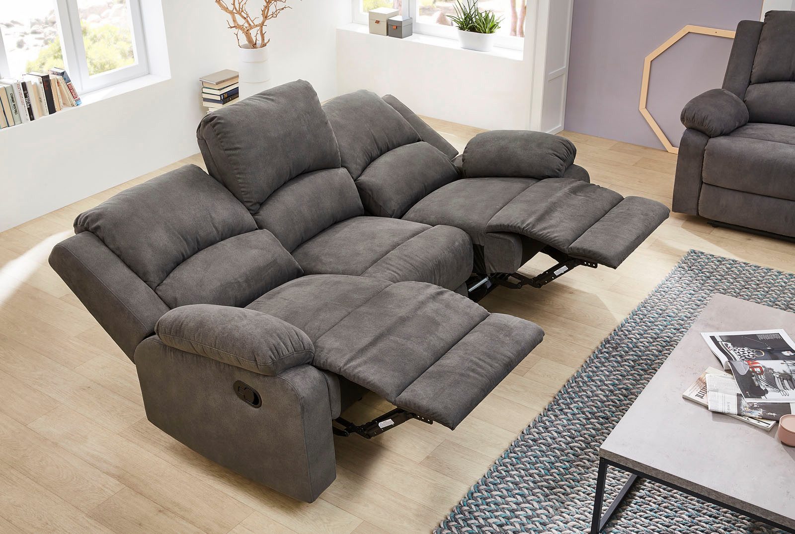 Jockenhöfer Gruppe 3-Sitzer Dakota, B: 204 cm, mit Relax- & Liegefunktion, Taschenfederkern-Polsterung