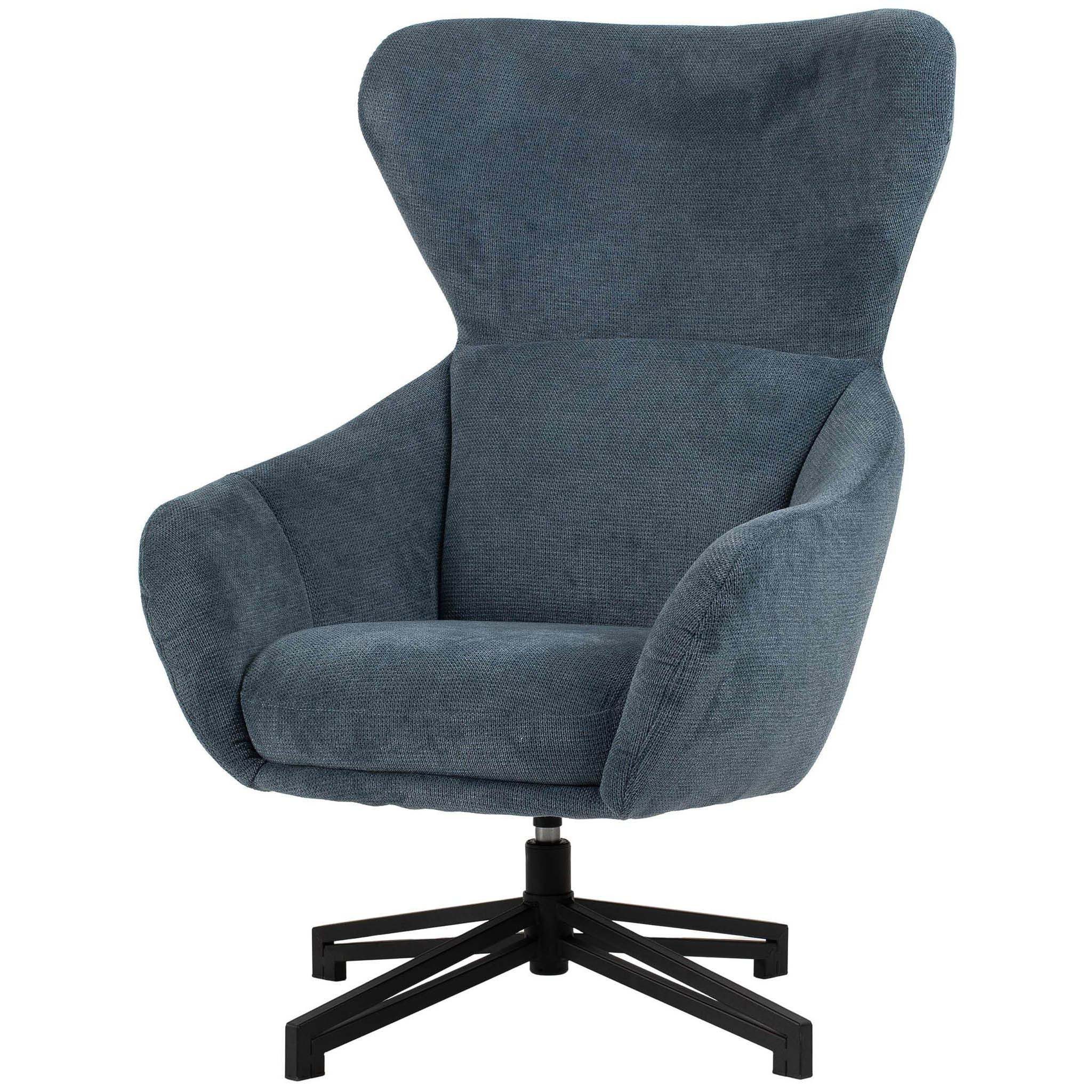 bene living Ohrensessel Marconia - drehbar - blau (Indoor-Möbelset, 1-St), durchgehende Arm- und Rückenlehne - stabiles Metall-Gestell