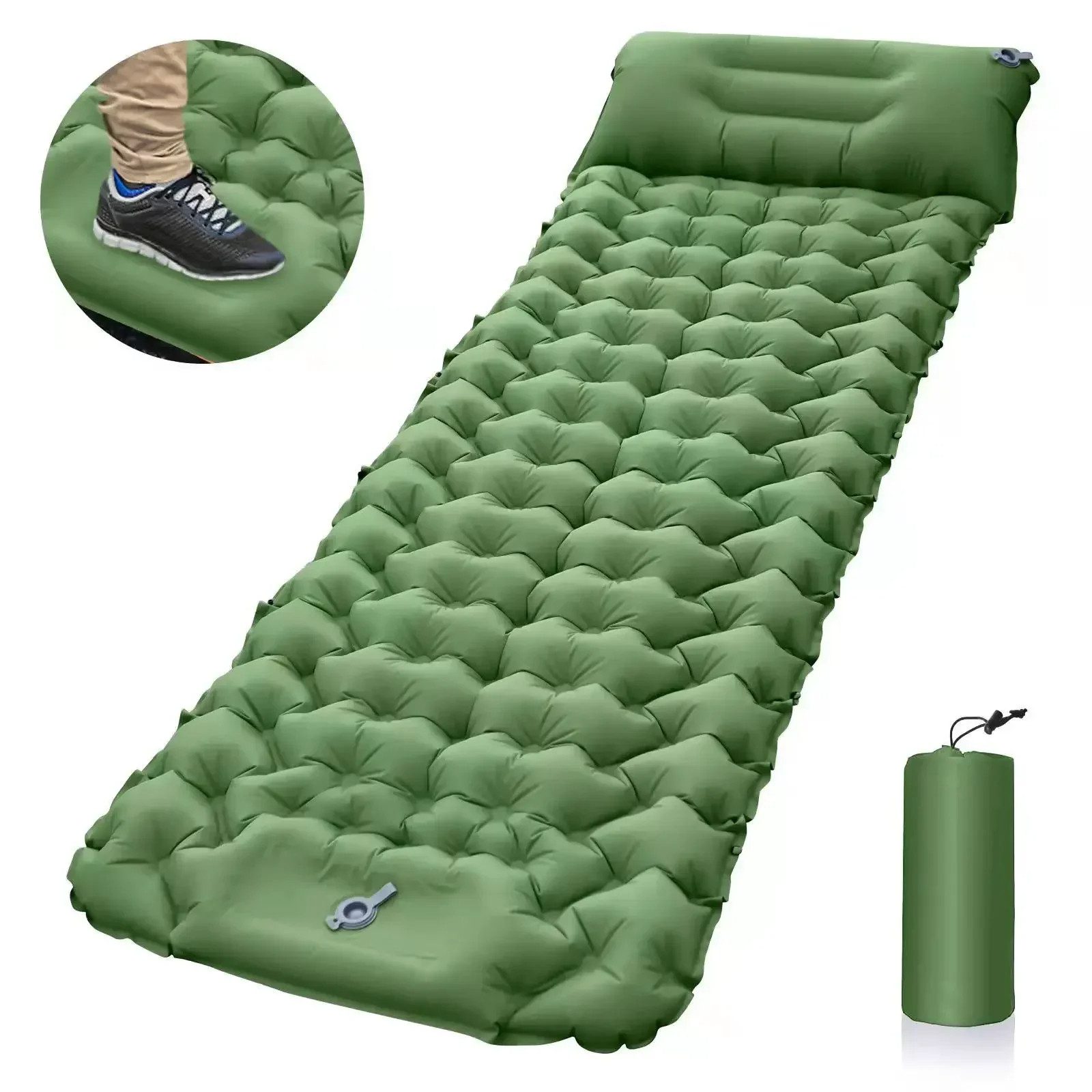 Athlix Isomatte Isomatte Outdoor Isomatte Camping aufblasbare Matratze mit Pumpe, Integrierte Pumpe, bis 200KG tragfähig, nur 800g schwer