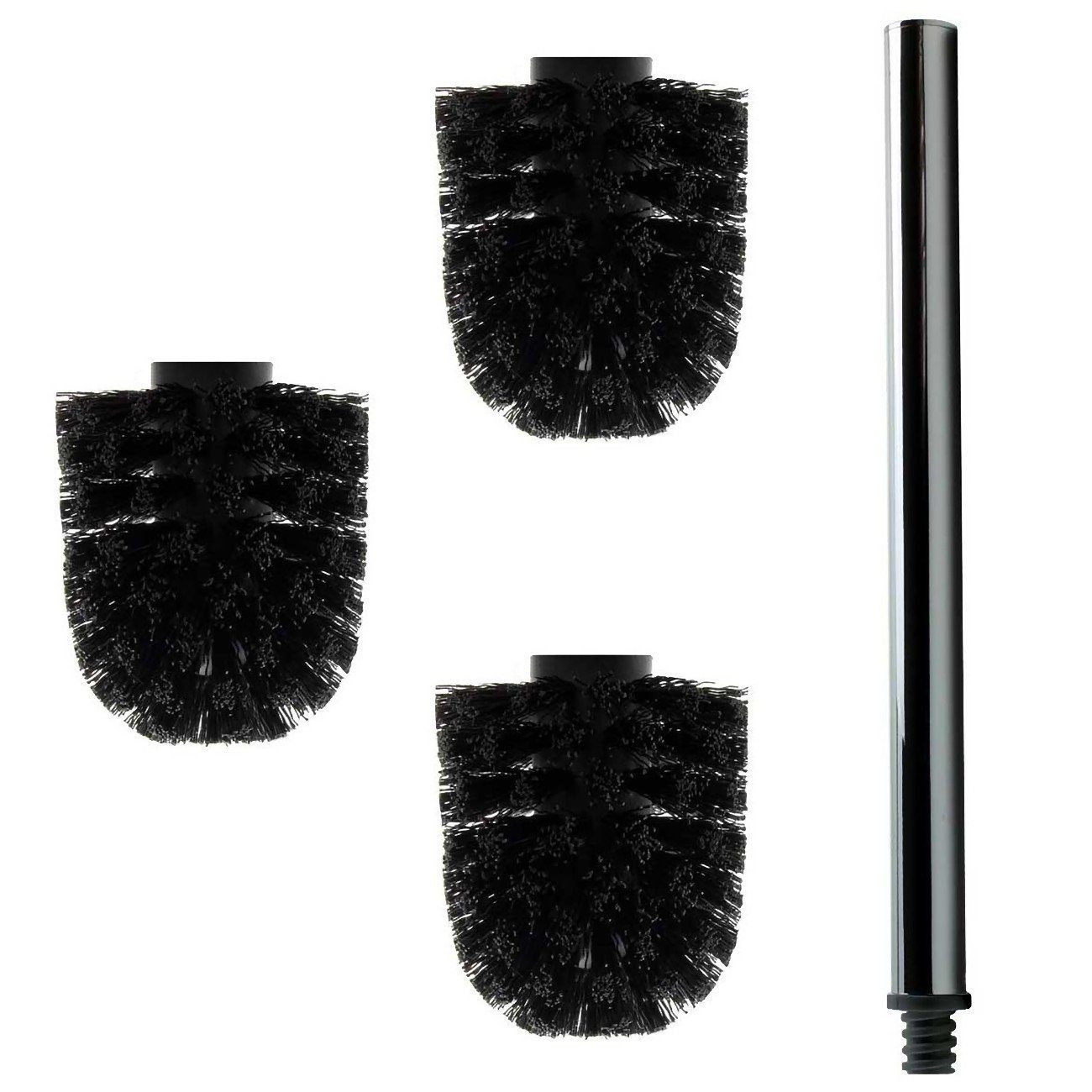 Daloual WC-Reinigungsbürste Ersatzbürstenköpfe Ø 6,5 cm inklusive Edelstahlgriff, Badezimmer, Gäste-WC, (Vorteils-Set, 4-tlg), Auswechselbarer Bürstenkopf, hochwertige Borsten, rostfrei, Edelstahl