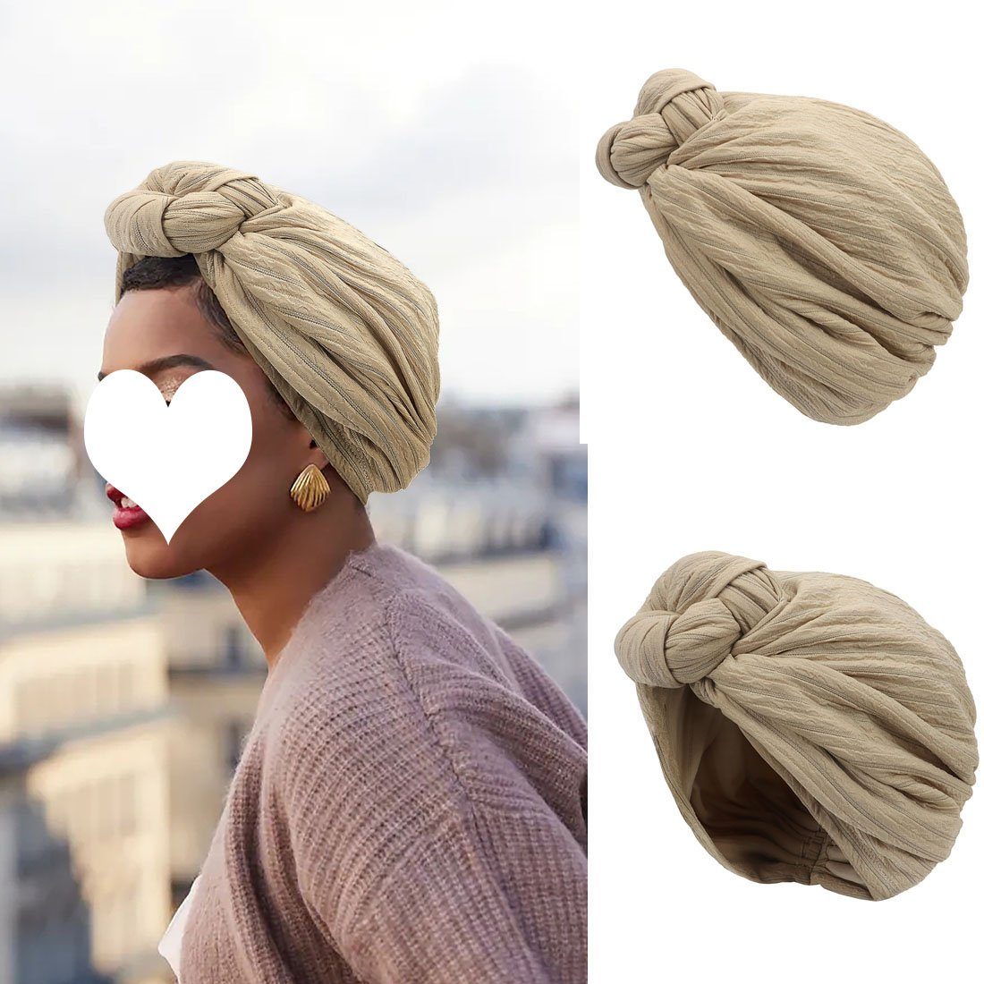 DÖRÖY Schlapphut Damen Kreuz Knoten Wrap Stirnband, Vintage Pullover Hut Wrap Stirnband khaki