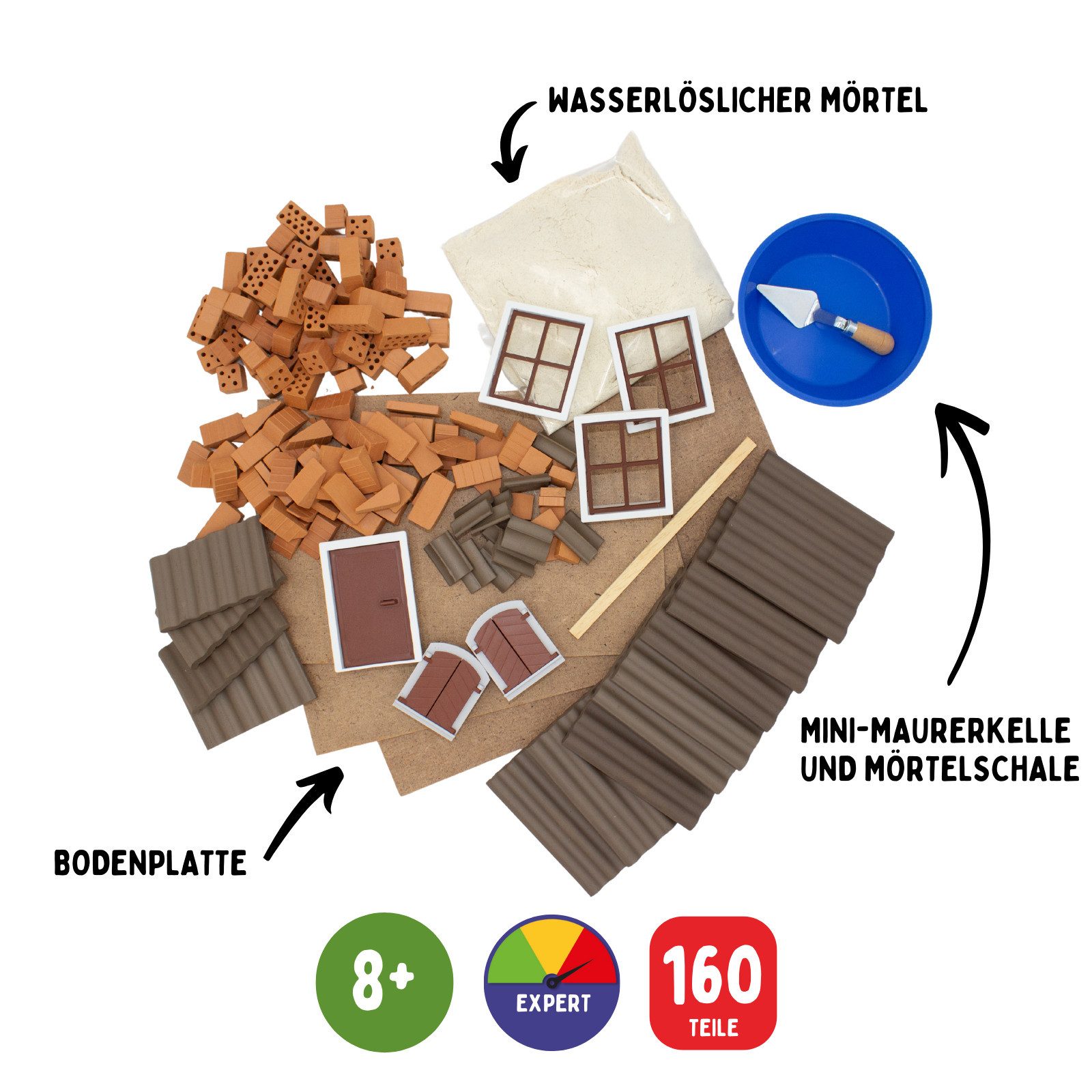 teifoc Finnhütte Steinbaukasten, (Modellbausatz, 160 St., Bastelset), Kreativ-Spielset, Made in Germany