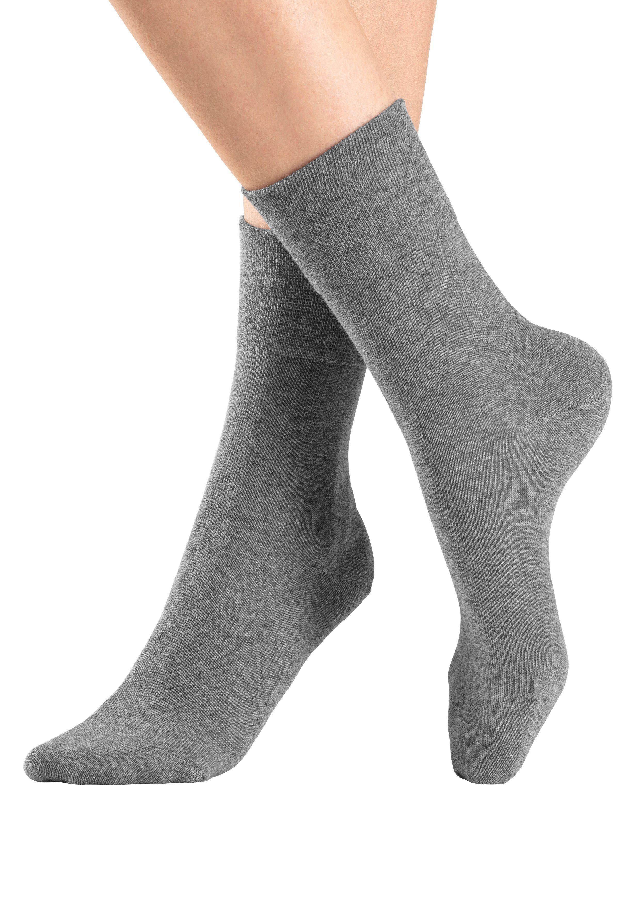 H.I.S Socken Damen Herren Basic Socken (Packung, 6-Paar, unisex Gr. 35-38 bis 43-46) mit Komfortbund auch für Diabetiker geeignet