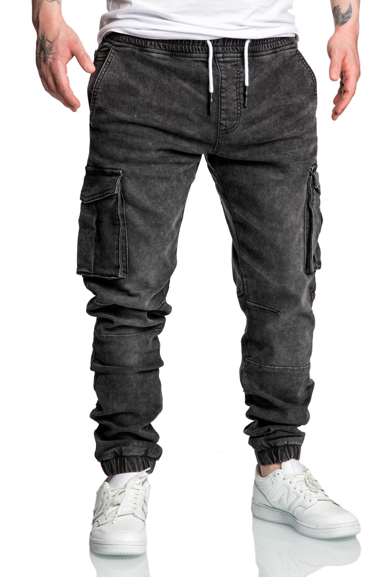 Amaci&Sons Cargojeans ALSIP Sweathose im Denim Look Herren Sweathose in Stretch Denim Jeans