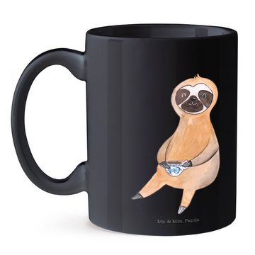 Mr. & Mrs. Panda Tasse Faultier Kaffee - Schwarz - Geschenk, coffeeaddict, Faultier Deko, Fr, Keramik Schwarz, Langlebige Designs