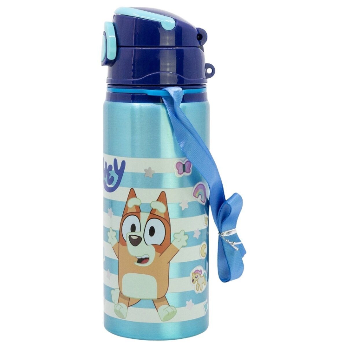 Bluey Trinkflasche Bluey Aluminium Trinkflasche 730ml mit Strohhalm & Tragegurt