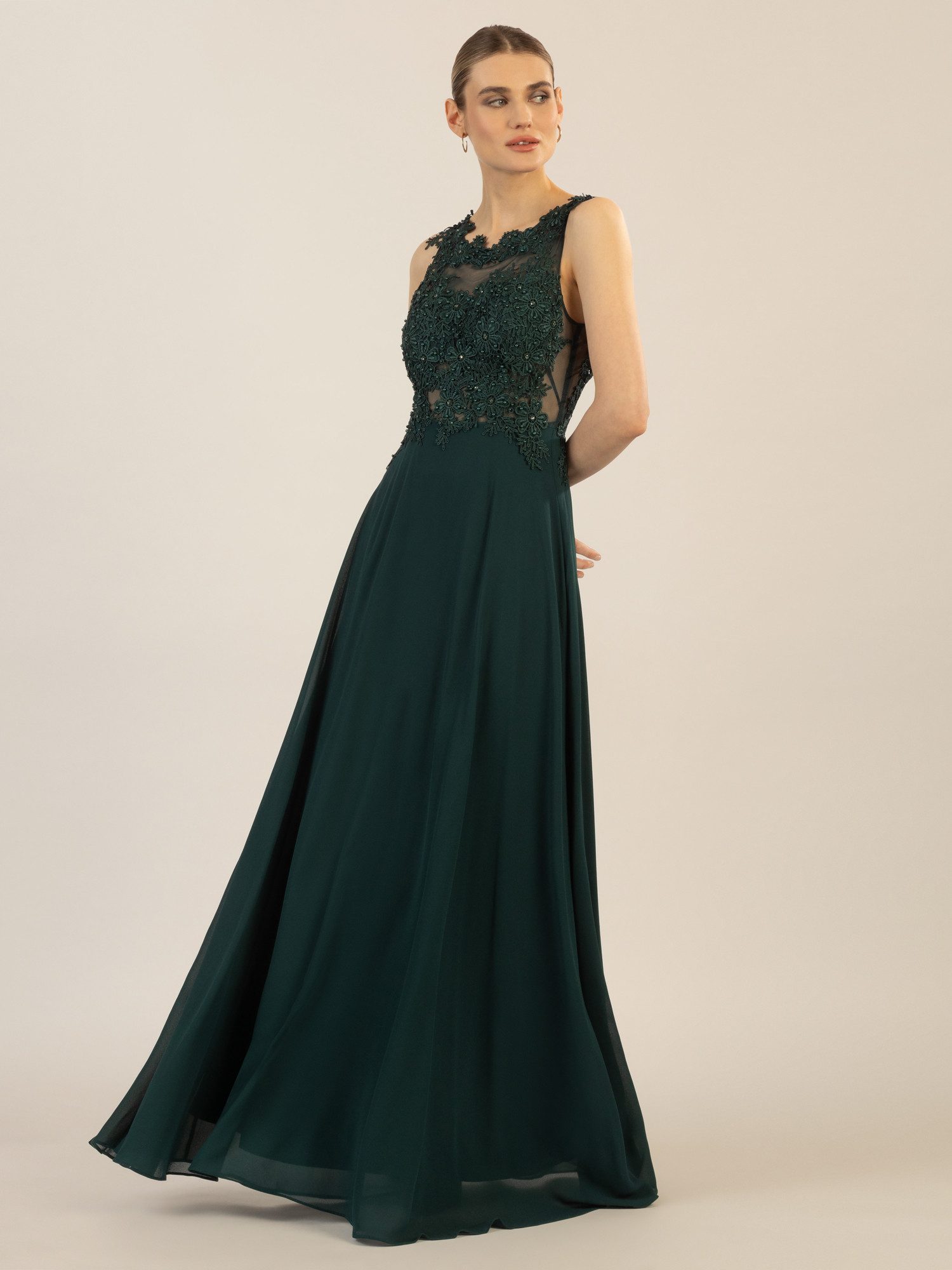 Apart Abendkleid im Materialmix aus bestickter günstig online kaufen