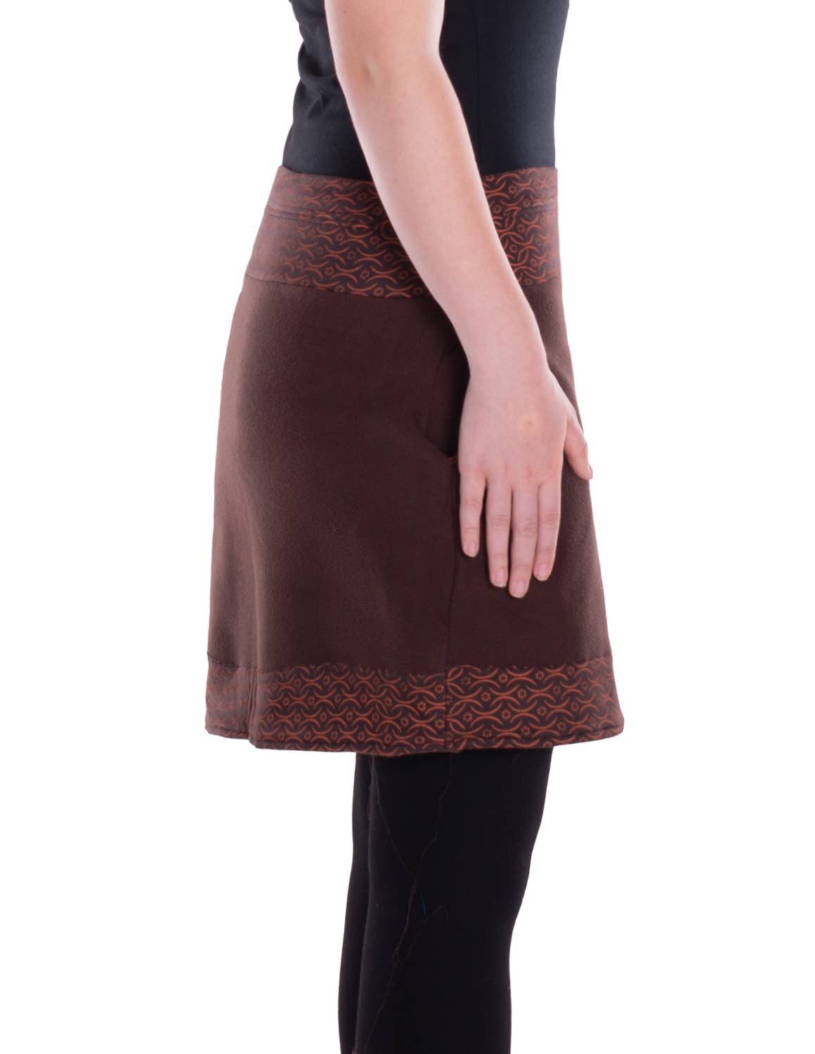 Vishes A-Linien-Rock Thermorock warmer Damen Winterrock kurz Taschenrock aus ECO-Fleece Hippie, Retro, Style, Alternative Bekleidung