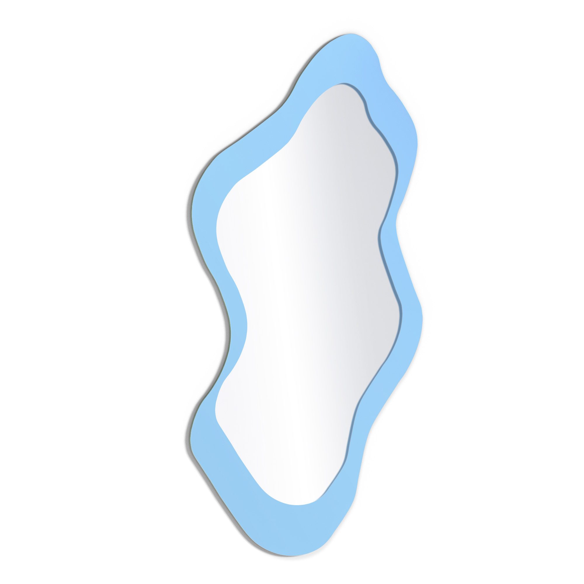 DEQORI Wandspiegel 'Unifarben - Hellblau', Spiegel organisch geformt selbstklebend Wand Wohnzimmer Flur groß XXL