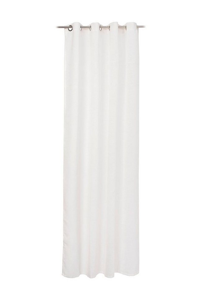 Vorhang Ösenschal, Weiß, Polyester, 140 x 245 cm, Gözze, Ösen,  halbtransparent, Polyester, Leinenoptik, mit Lochstickerei, mit einer Größe  von 140 x 245 cm