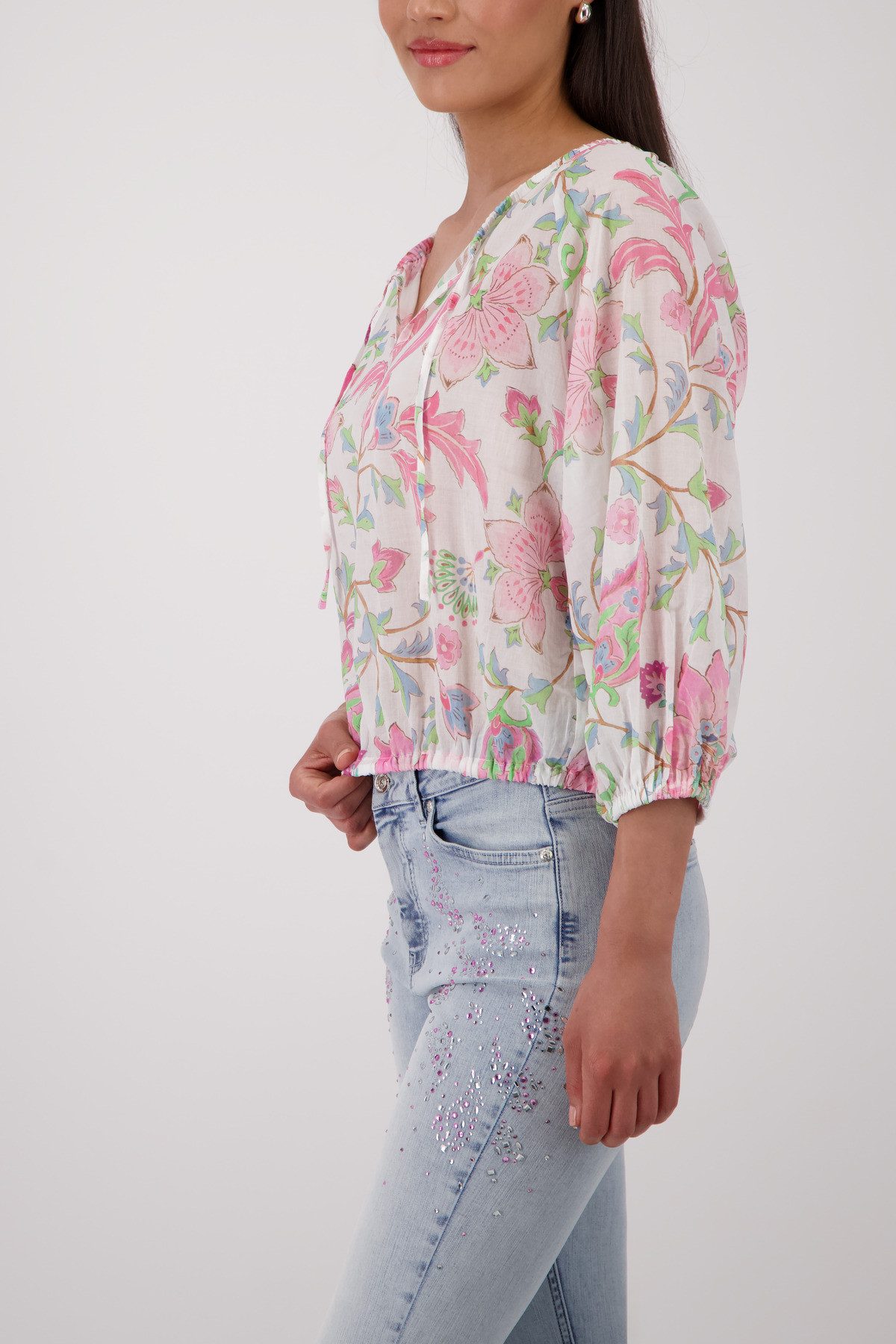 Monari Langarmbluse Bluse Blumendruck allover Regular fit mit Blumenmuster