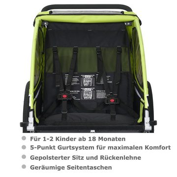 TIGGO Fahrradkinderanhänger TIGGO VS Kinderfahrradanhänger 2 in 1 Kinderanhänger Fahrradanhänger, für 1-2 Kinder geeignet