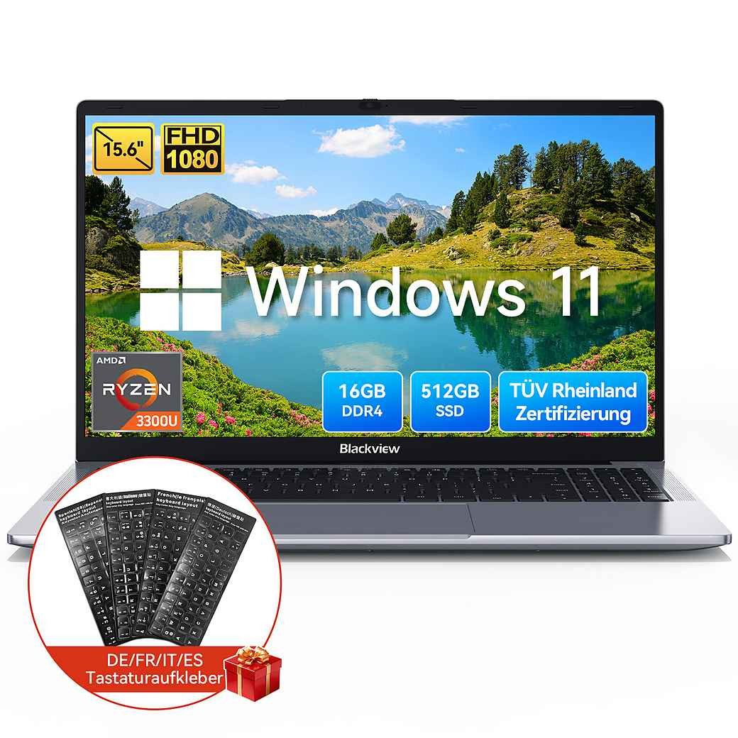 blackview 15,6" Acebook6 AMD Ryzen Laptop 16GB RAM 512GB SSD Win 11 Notebook (Radeon Ryzen 3300U AMD Ryzen 3300U, 16 GB, 512 GB SSD, 180° …