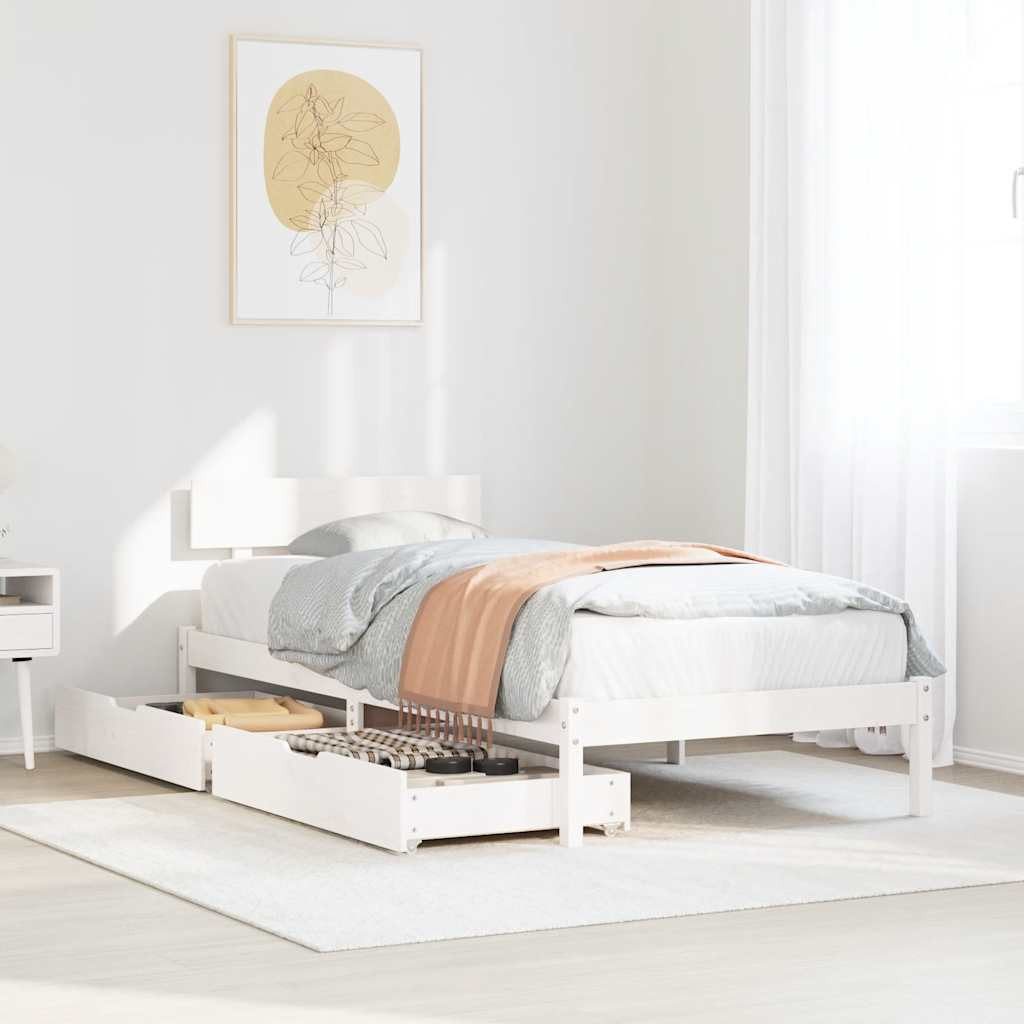 vidaXL Bett Massivholzbett ohne Matratze Weiß 90x190 cm Kiefernholz