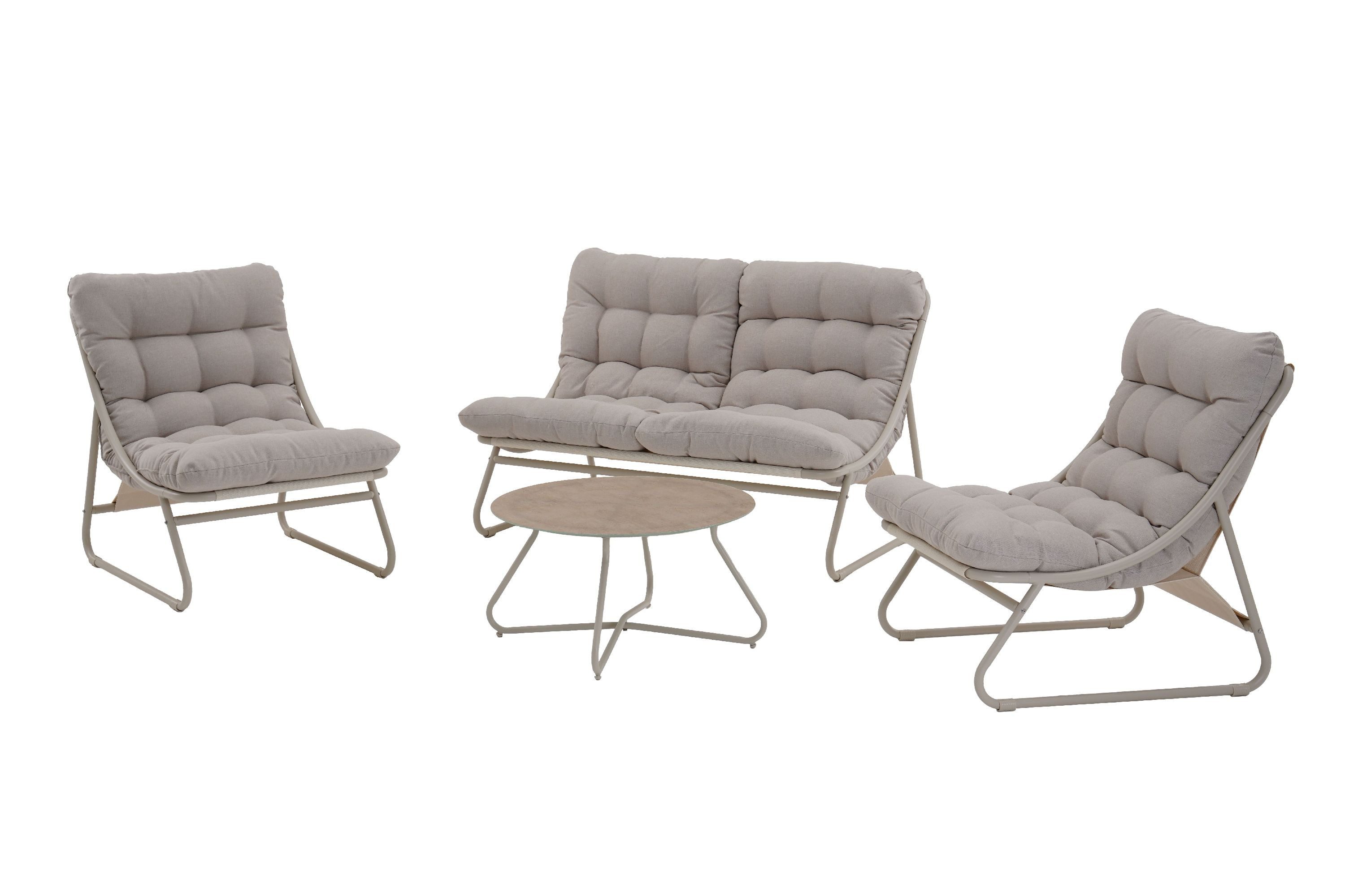 casa NOVA Gartenlounge-Set casa NOVA Lounge-Set SVEA beige Gartenset Loungemöbel Gartenmöbel