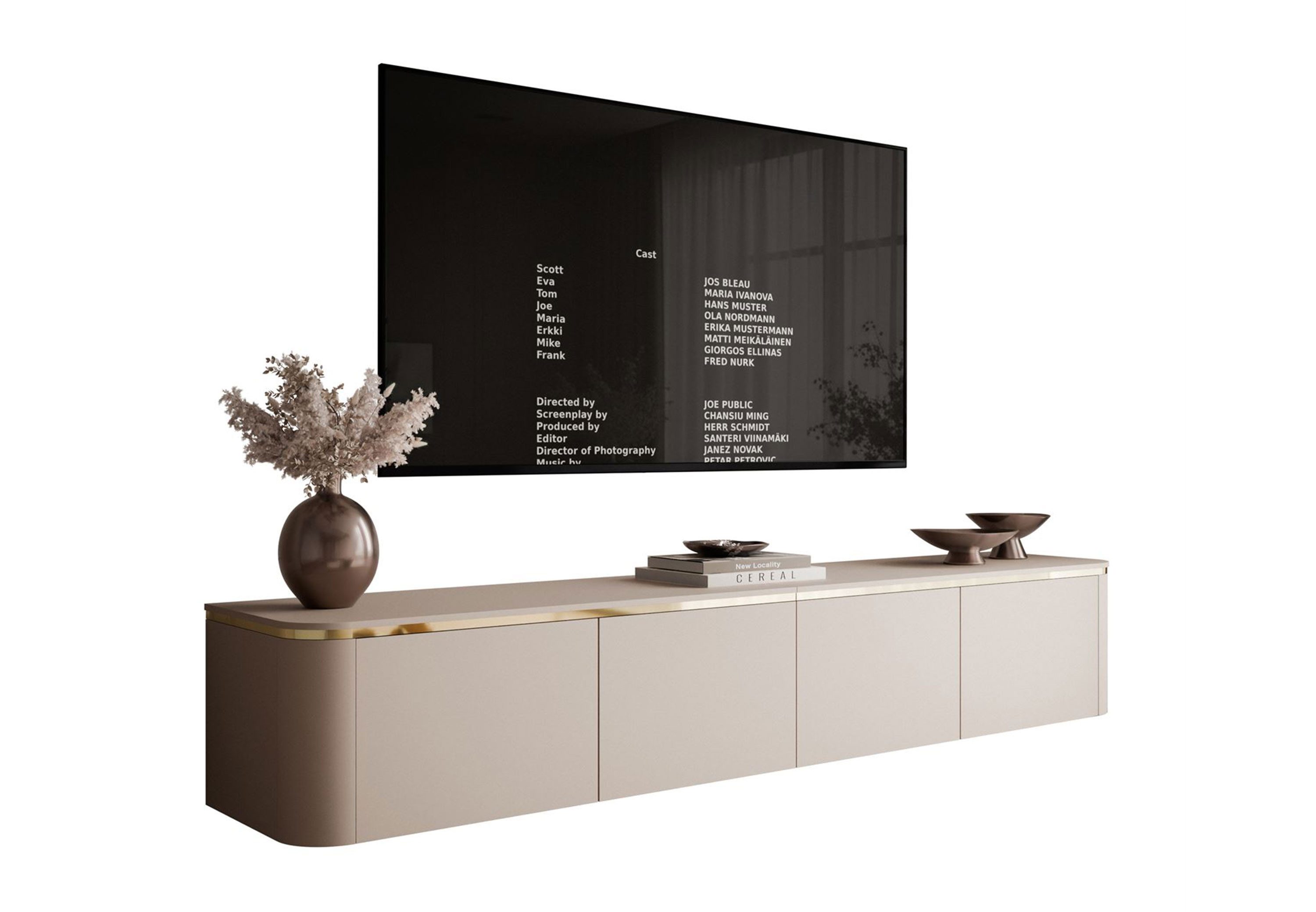 Lookway TV-Schrank AVELINE 200 cm Hängendes TV-Lowboard mit LED-Beleuchtung 200x40x35 cm