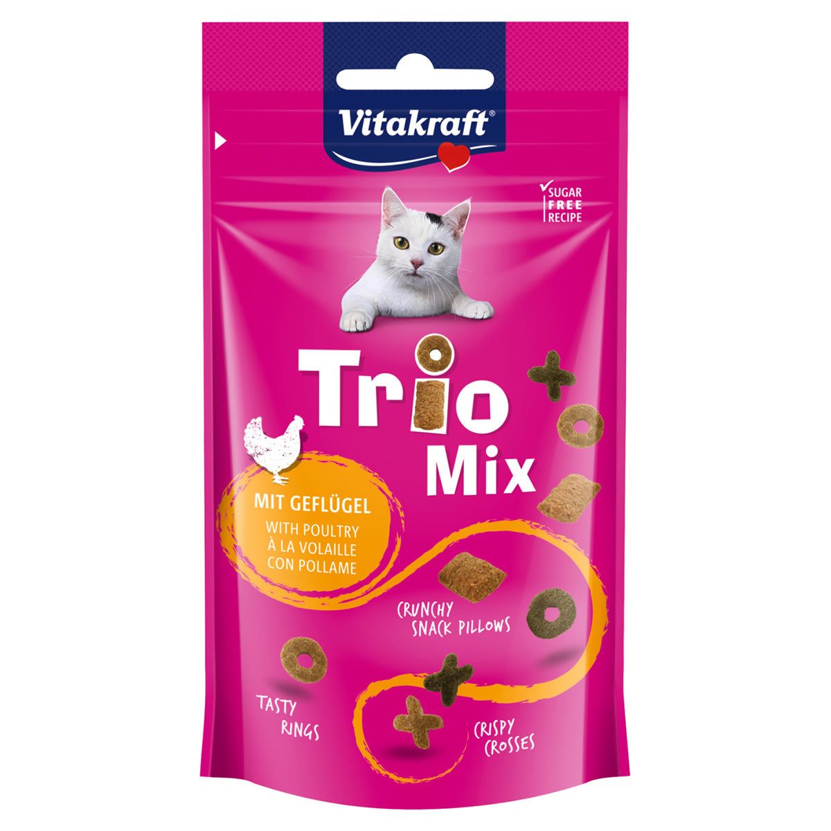 Vitakraft Trio Mix mit Geflügel 60 g, Snack für: Katze