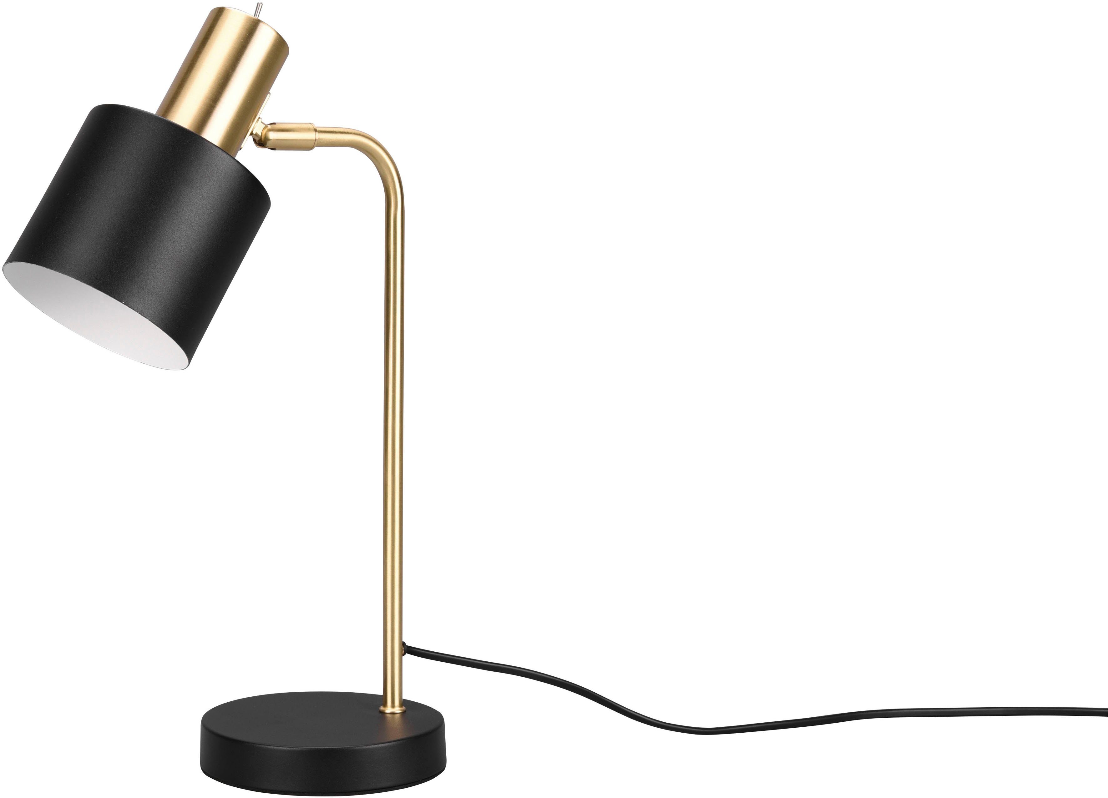 Reality Leuchten Schreibtischlampe Adam, Ein-/Ausschalter, ohne Leuchtmittel, warmweiß - kaltweiß, Tischleuchte 43cm, exkl 1xE14 max 10W, Kippschalter am Metallschirm