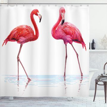 Abakuhaus Duschvorhang Moderner Digitaldruck mit 12 Haken auf Stoff Wasser Resistent Breite 175 cm, Höhe 180 cm, Flamingo Exotische Flamingos on Sea