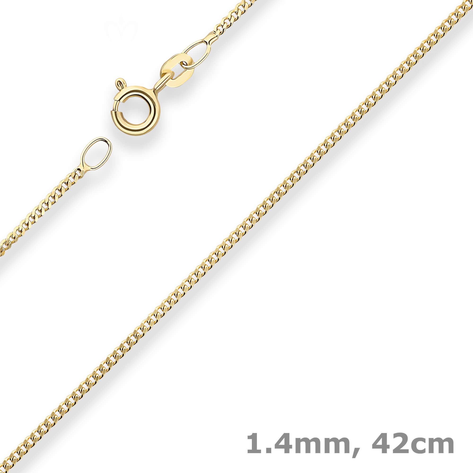 Goldkette 1,4mm Panzerkette aus 585 Gelbgold 42cm mit Zwischenöse