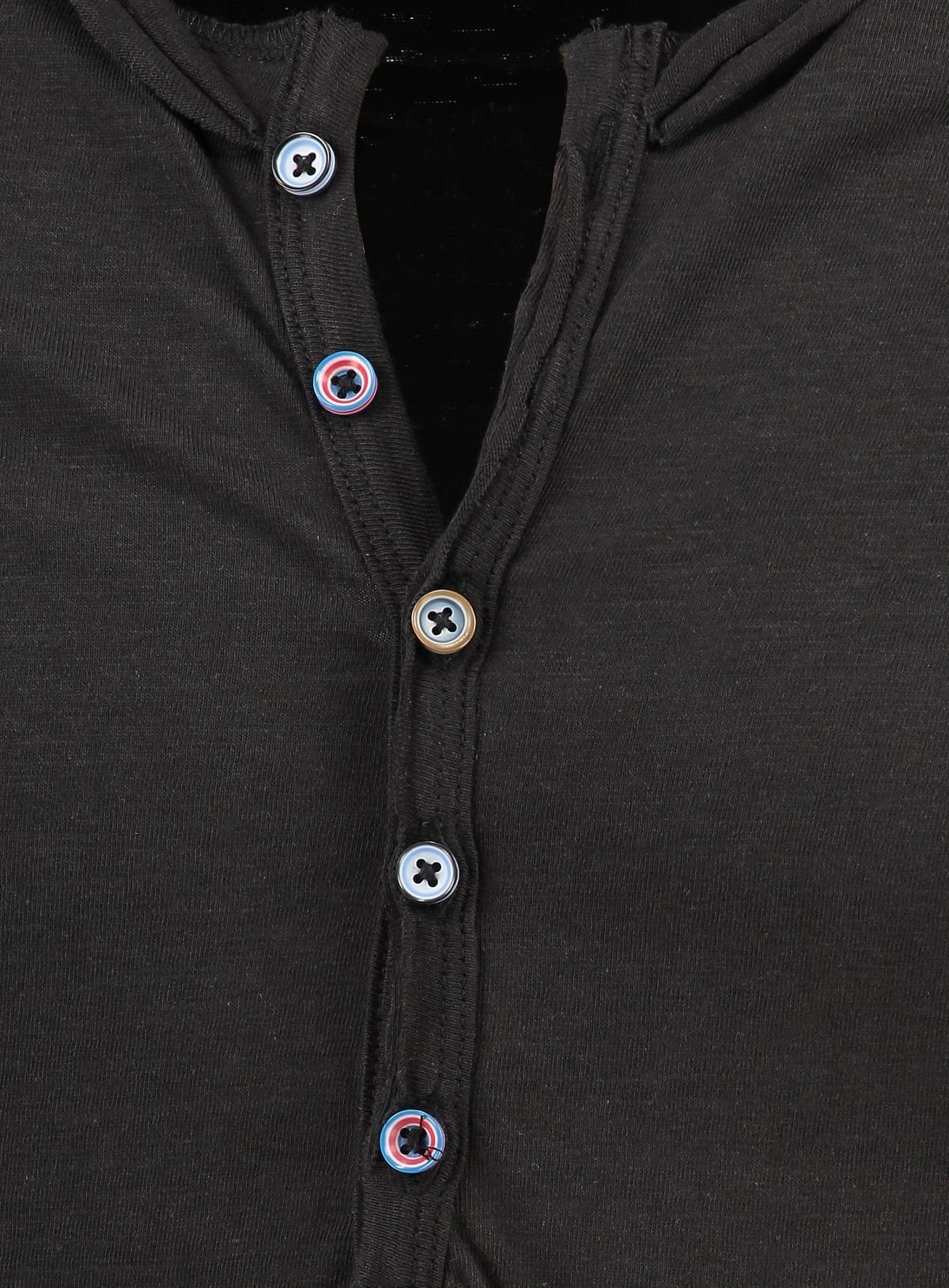 Key Largo Henleyshirt Lemonade vintage Look uni Basic MT00122 mit Knopfleiste unifarben kurzarm slim fit