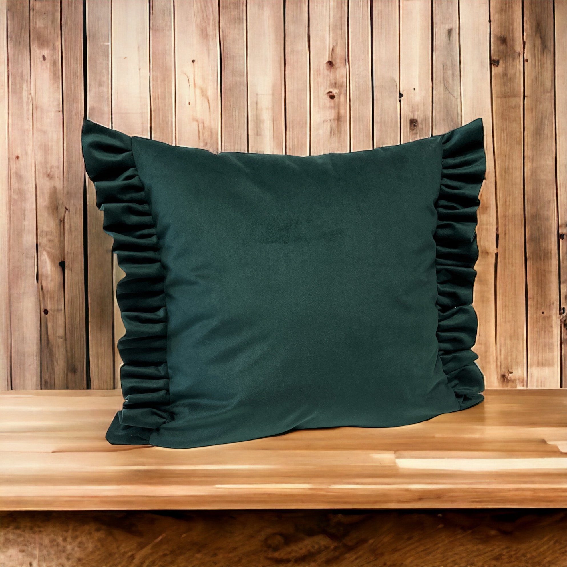 Kissenbezug Maßen RoKo-Textilien, mit 40x40, Art Rüschen Reißverschluss Kissenbezug in Samt Kissenhülle Velvet mit 5