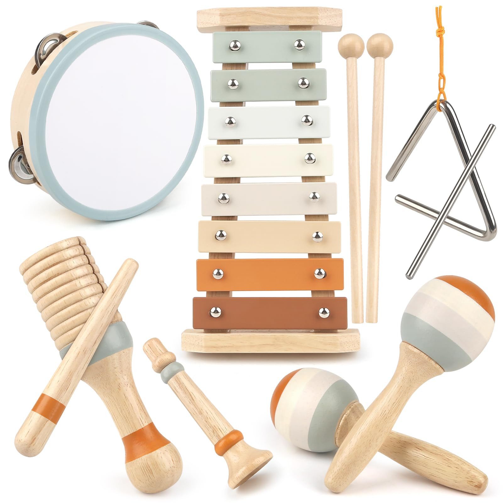 Zaewry Spielzeug-Musikinstrument Musikinstrumente für Kinder Kinderspielzeug ab 3 Jahre Holzspielzeug, (6 tlg), Instrumente Musikinstrumente Montessori Spielzeug