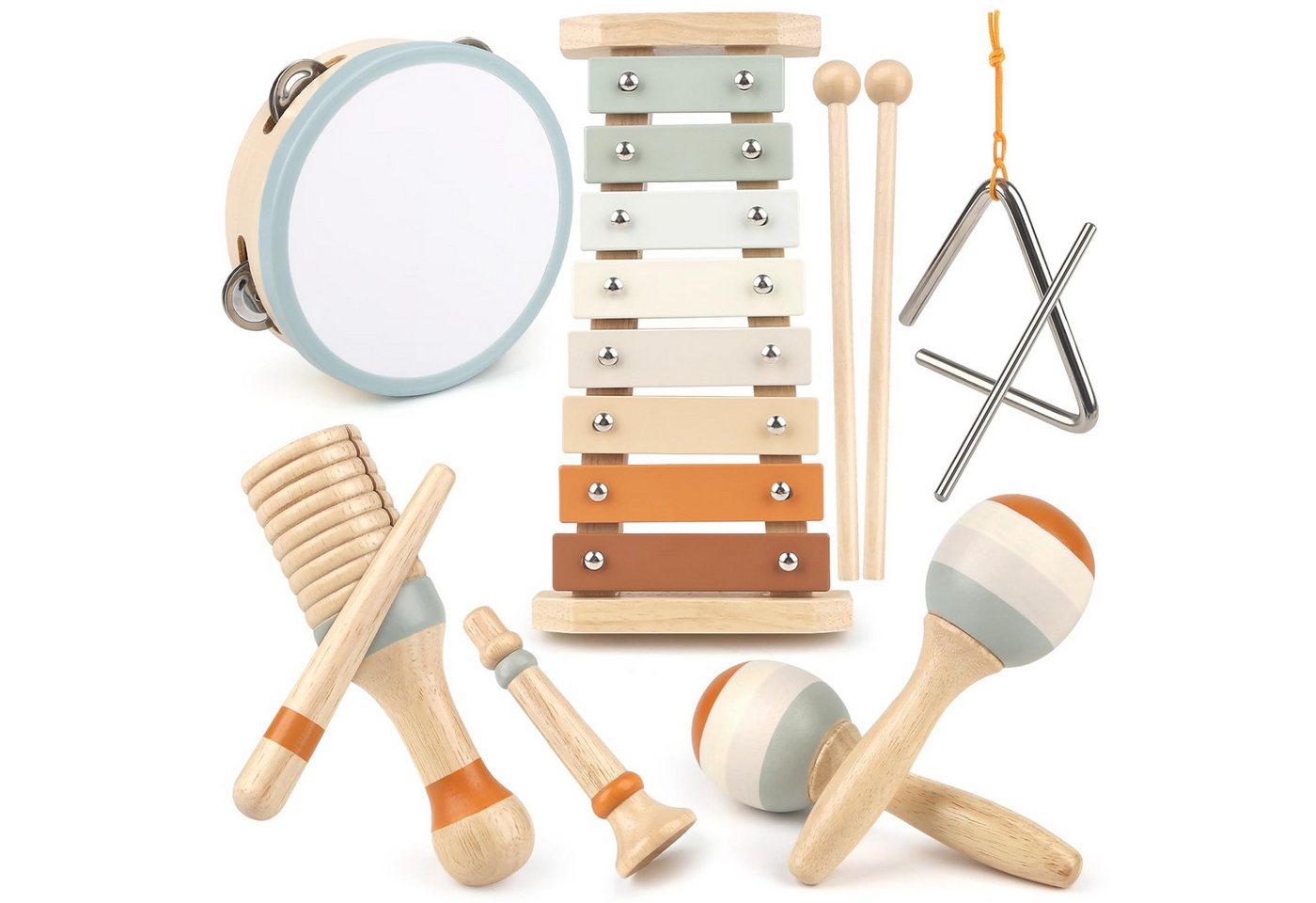 Zaewry Spielzeug-Musikinstrument Musikinstrumente für Kinder Kinderspielzeug ab 3 Jahre Holzspielzeug, (6 tlg), Instrumente Musikinstrumente Montessori Spielzeug