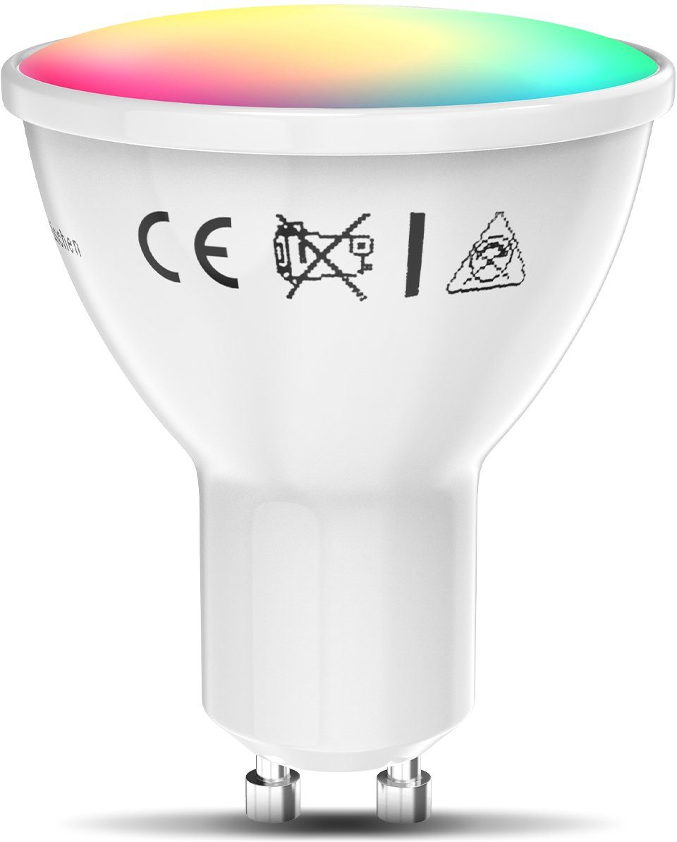 Glühbirne Farbwechsler, dimmba,r Smart CCT 1 Home GU10, LED-Lampe, RGB, LED-Leuchtmittel, St., App-Steuerung, B.K.Licht WiFi,