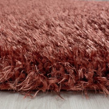 Teppich Unicolor - Einfarbig, Teppium, Rechteckig, Höhe: 50 mm, Teppich Wohnzimmer Einfarbig Kupferfarbe, Shaggy Flauschig Weich