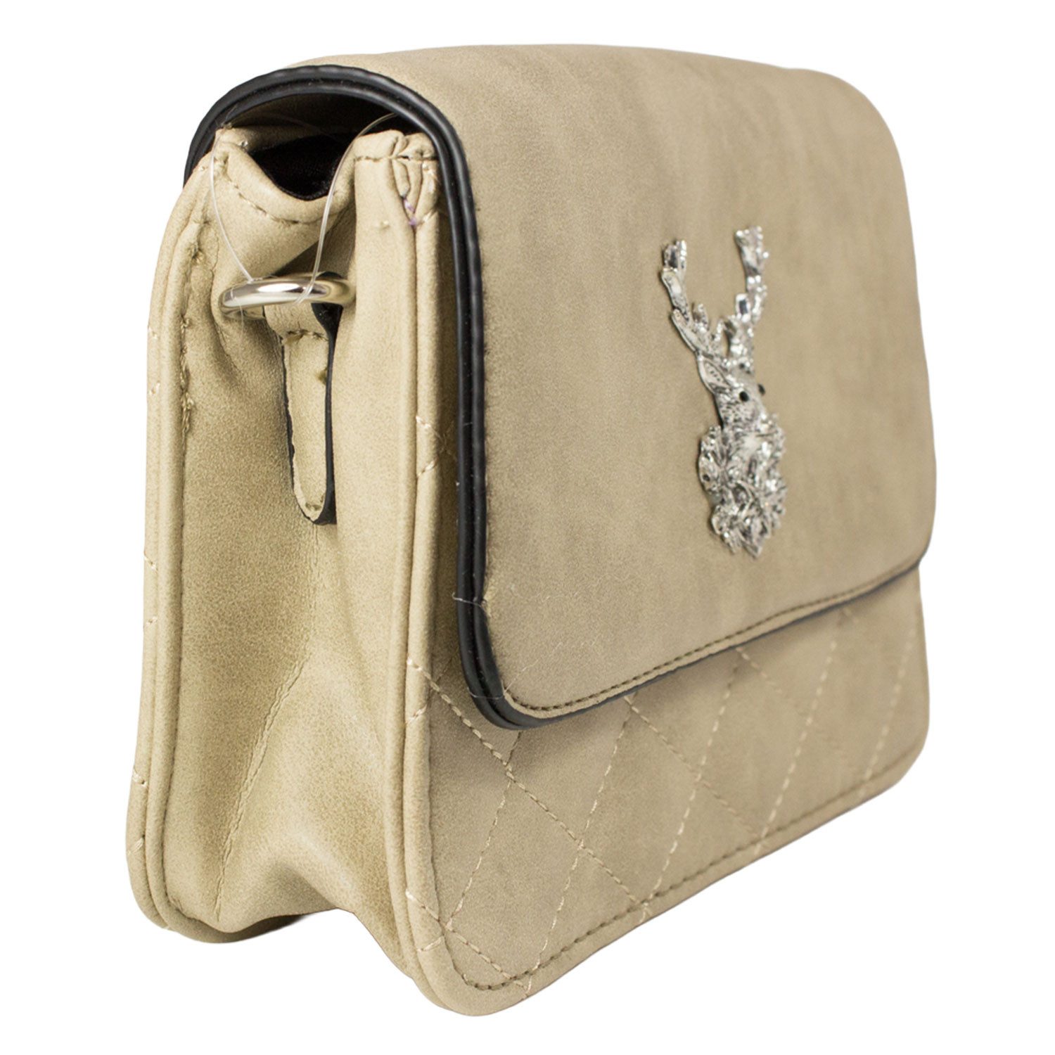 Trachtenland Handtasche Gesteppte Trachten Tasche "Anni" mit Hirsch Applikation, Mit Metall Applikation