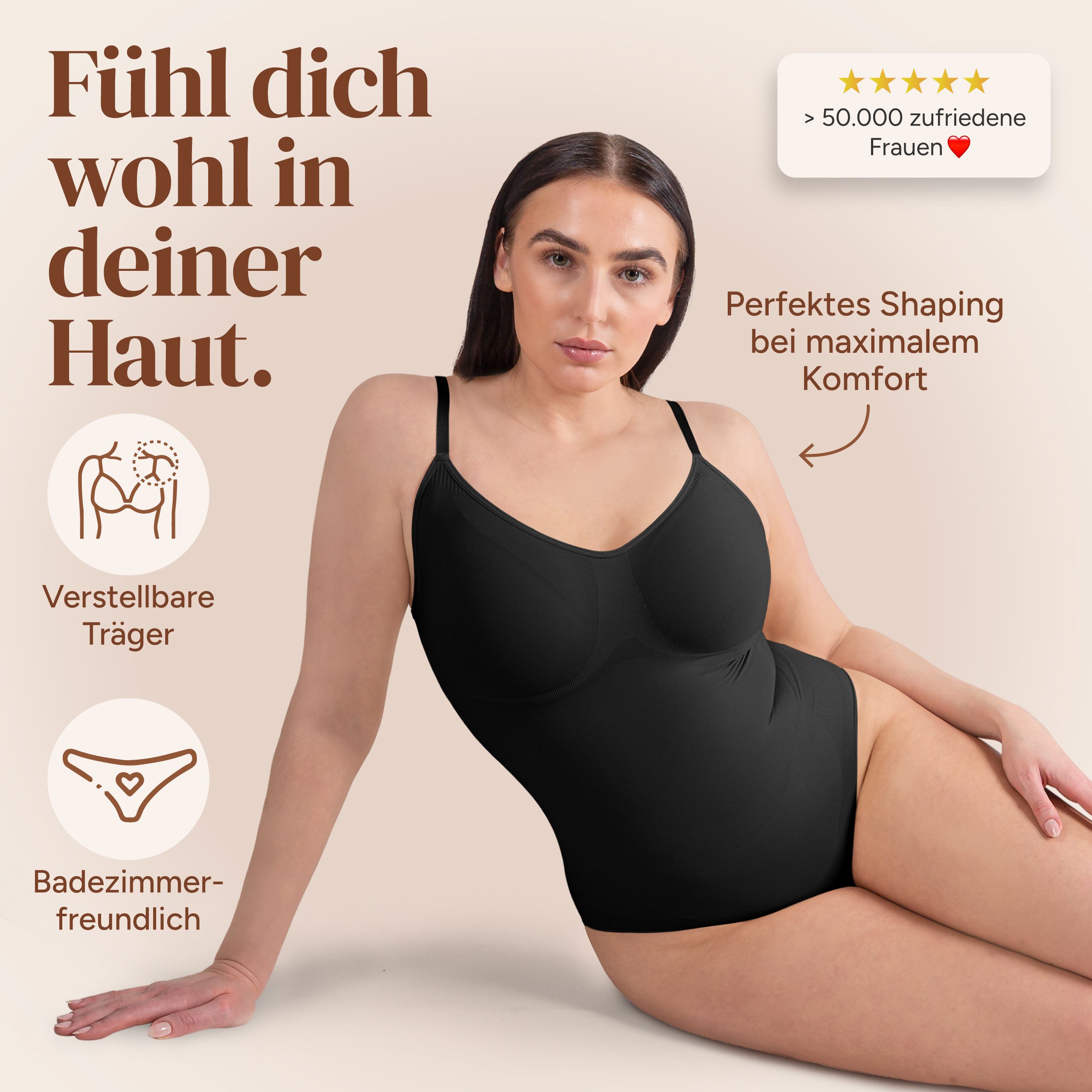 myshape Shaping-Body Bodysuit Shapewear Damen mit Slip – Bauchweg & Po-Lift Effekt