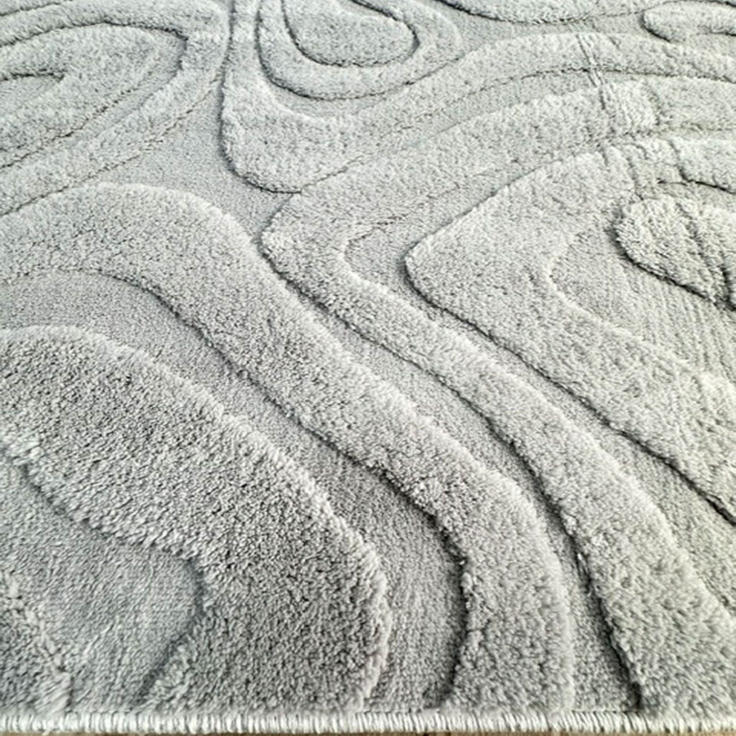 Carpetilla Teppich Waschbarer Teppich– Modern & Weich für Wohnzimmer, Schlafzimmer, Rechteckig, Teppich Wohnzimmer 3D effekt Boho Einfarbig hoch-tief Bordüre Wa – Bild 3 von 4