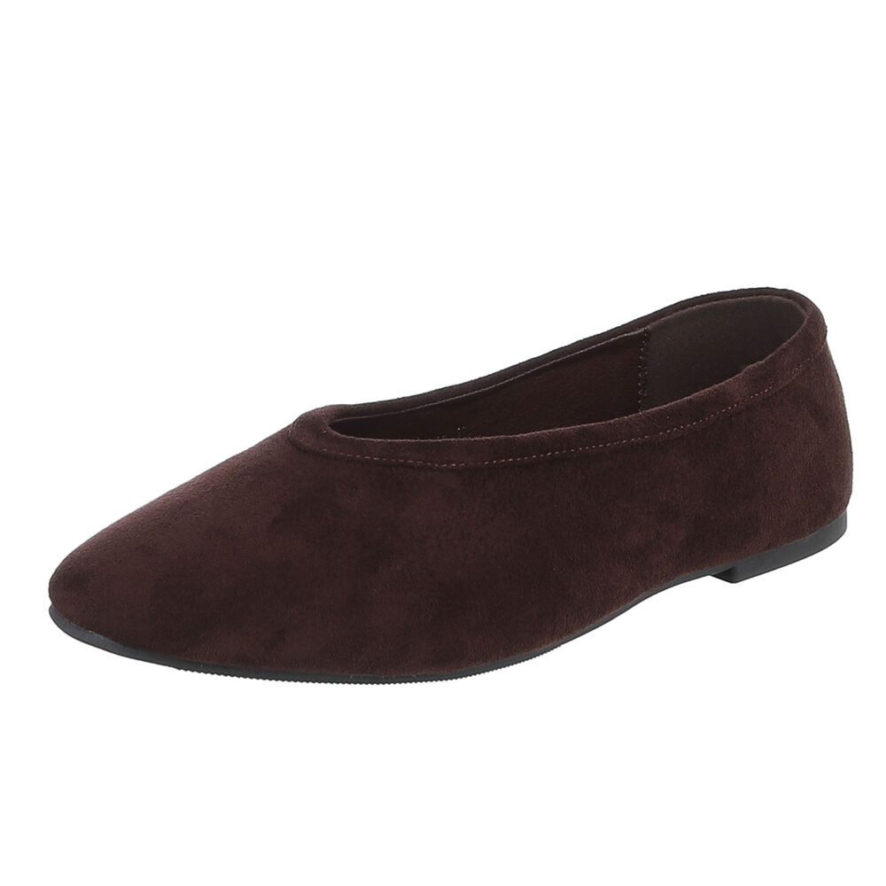 Ital-Design Damen Ballerina flach klassisch für Alltag und Freizeit Slipper (92214156) Blockabsatz Klassische Ballerinas in Braun