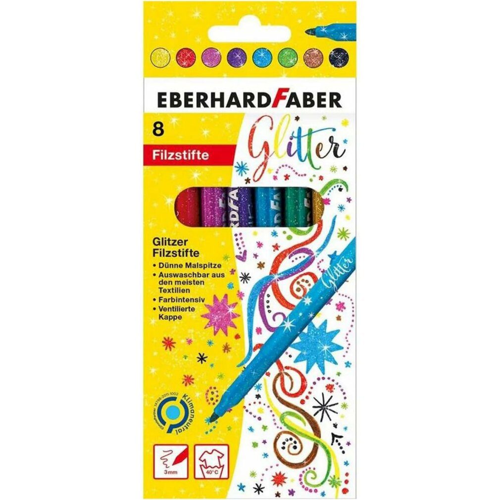 Eberhard Faber Filzstift Fasermaler Glitzer 8er-Sc. EFA Wasserbasis-auswaschbar