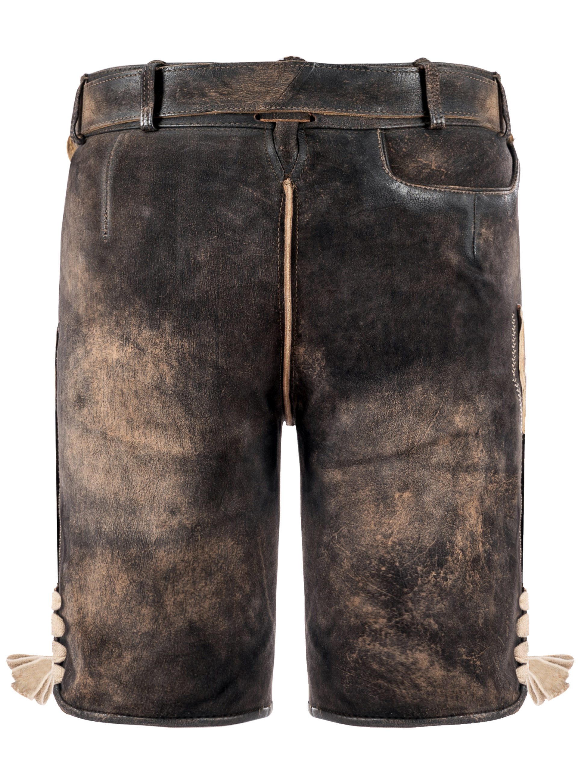 FUCHS Trachtenlederhose Trachtenlederhose Herren kurz Dunkelbraun Echtleder Oktoberfest (1-tlg) – Bild 2 von 3