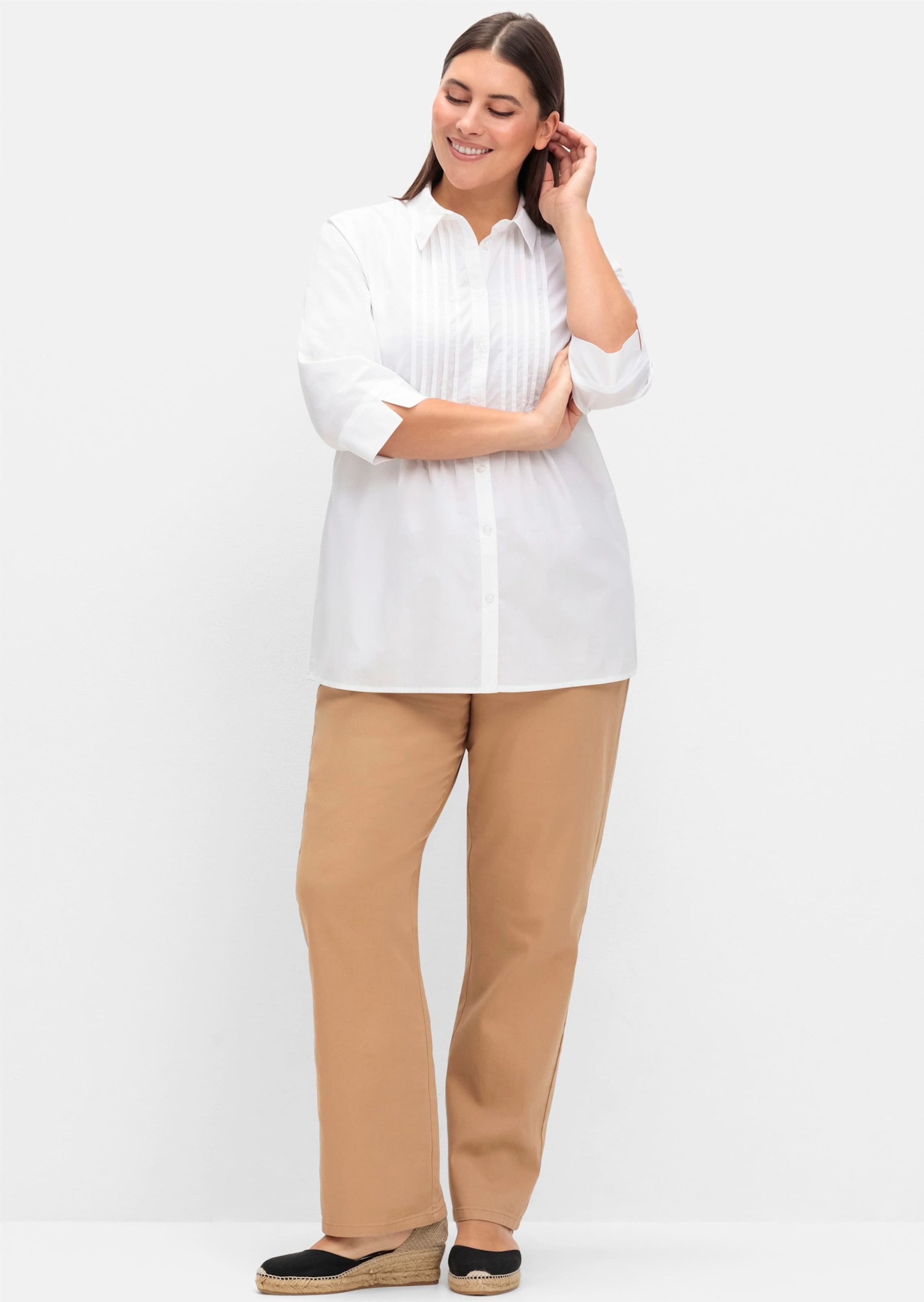 Sieh an! Klassische Bluse Longbluse 3/4-Arm
