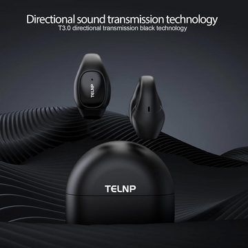 TELNP Kabellos Bluetooth 5.3 Noise Cancelling, Clip On Sport Open-Ear-Kopfhörer (IPX7-Schutz und flexibles Rückprallkabel für mehr Bewegungsfreiheit., IPX7 Wasserdicht Ohne ins Ohr zu Gelangen Schmerzlos für LaufenWandern)
