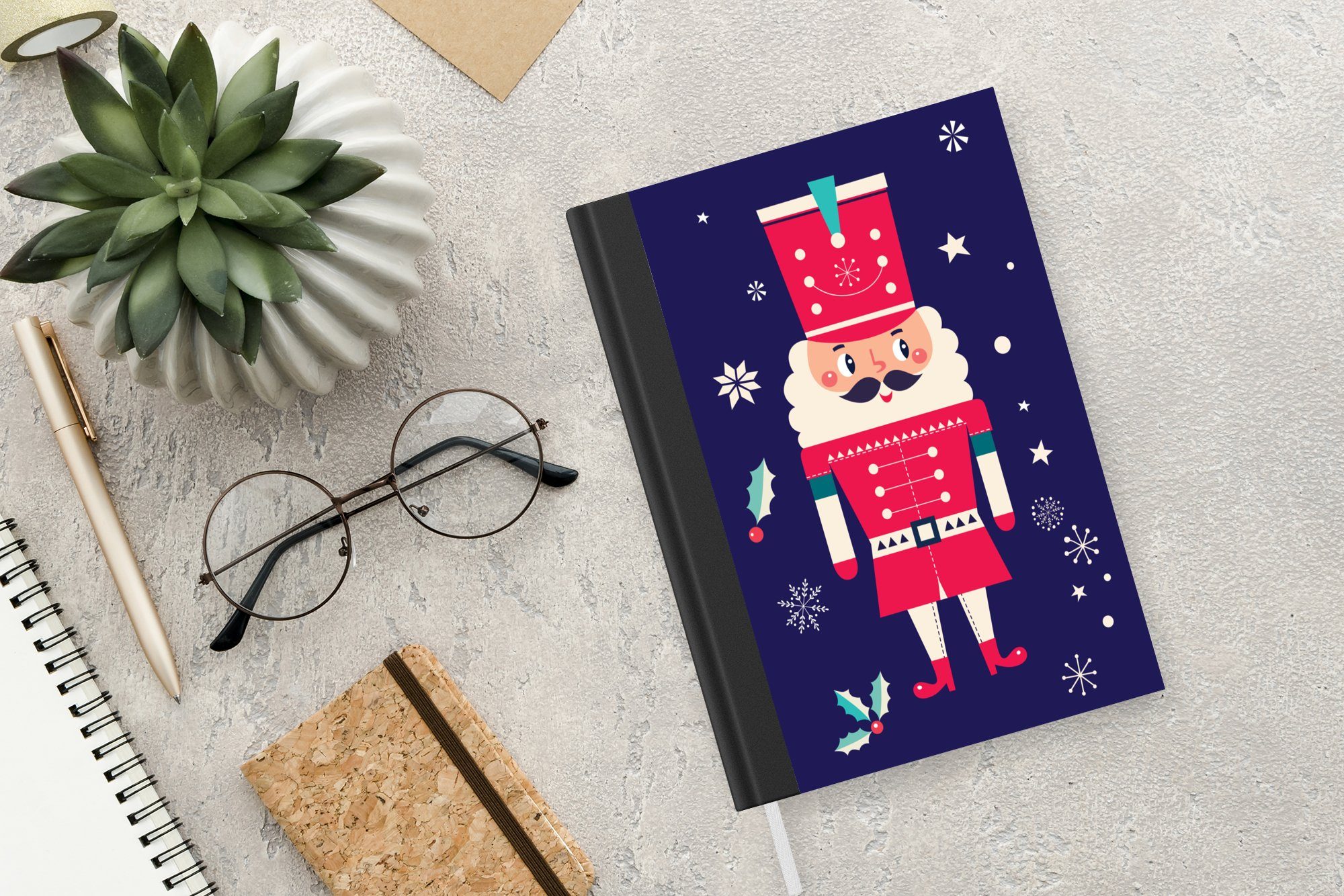Weihnachten Weihnachtsmann - Haushaltsbuch Tagebuch, Notizbuch Stechpalme Notizheft, - Journal, MuchoWow Schnee, - Merkzettel, Seiten, 98 A5,