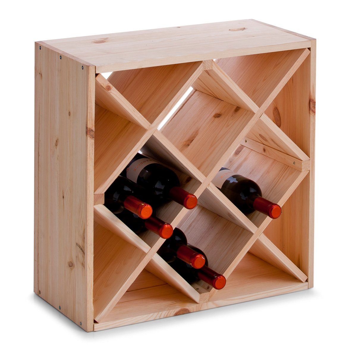 Zeller Present Regal Weinregal, Kiefer, 52 x 25 x 52 cm