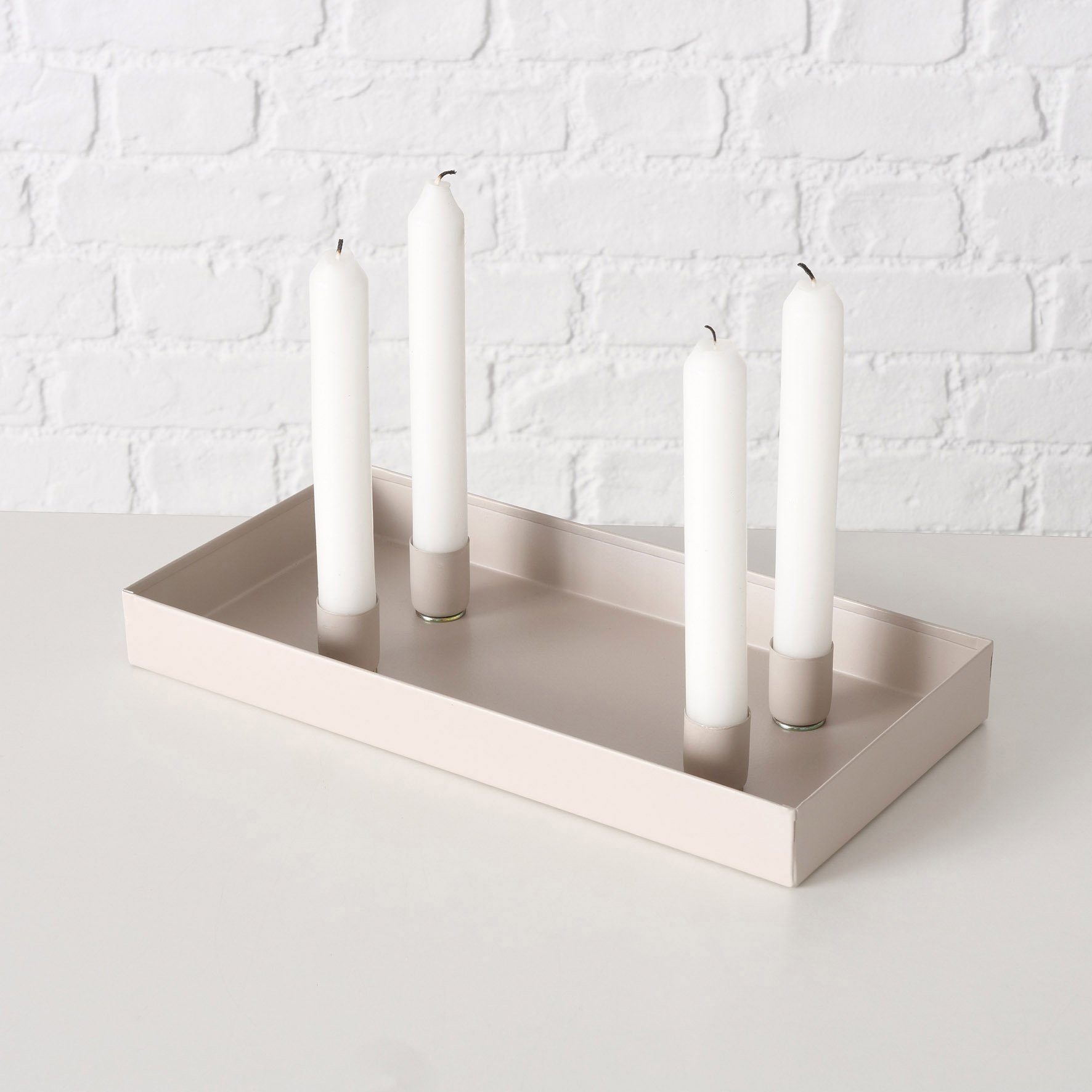 Spetebo Kerzentablett Magnet Kerzentablett beige - 30 x 15 cm (Packung, 1 tlg), Metall Kerzenständer mit 4 magnetischen Haltern