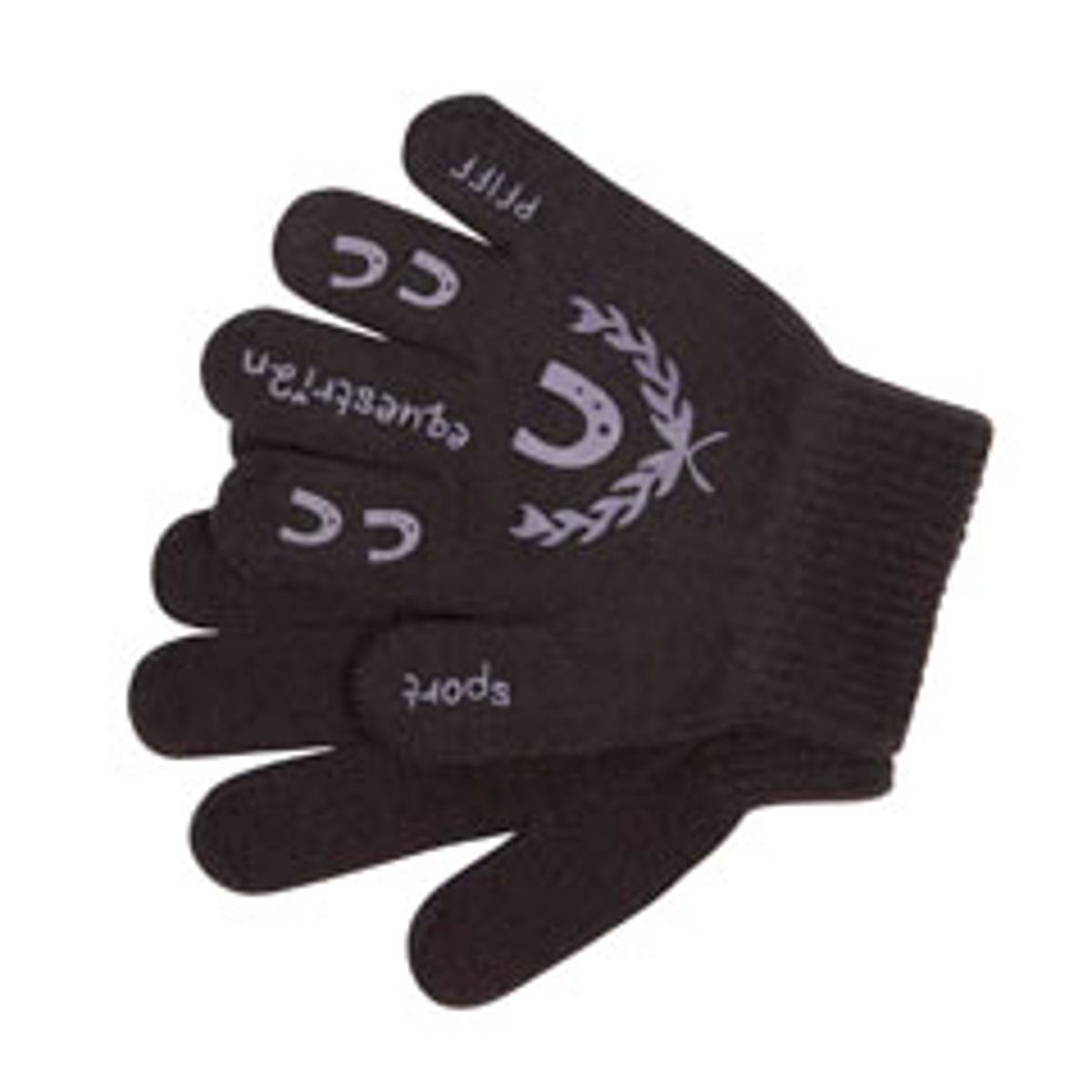 Sport Sporthandschuhe PFIFF Reithandschuhe Handschuh für Kinder mit Print - schwarz/flieder