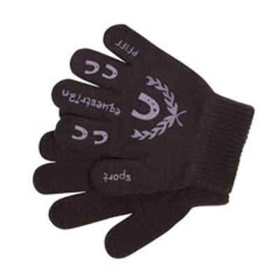 PFIFF Reithandschuhe Handschuh für Kinder mit Print - schwarz/flieder