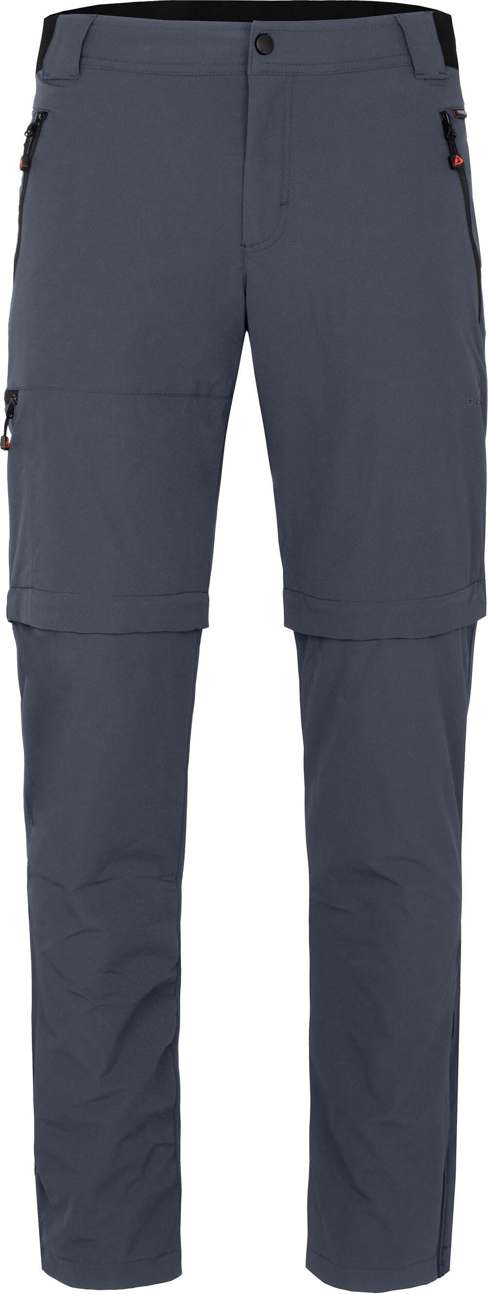 Bergson Zip-off-Hose ARRESÖ COMFORT Zipp-Off (slim) Herren Wanderhose, leicht, strapazierfähig, Kurzgrößen, grau/blau