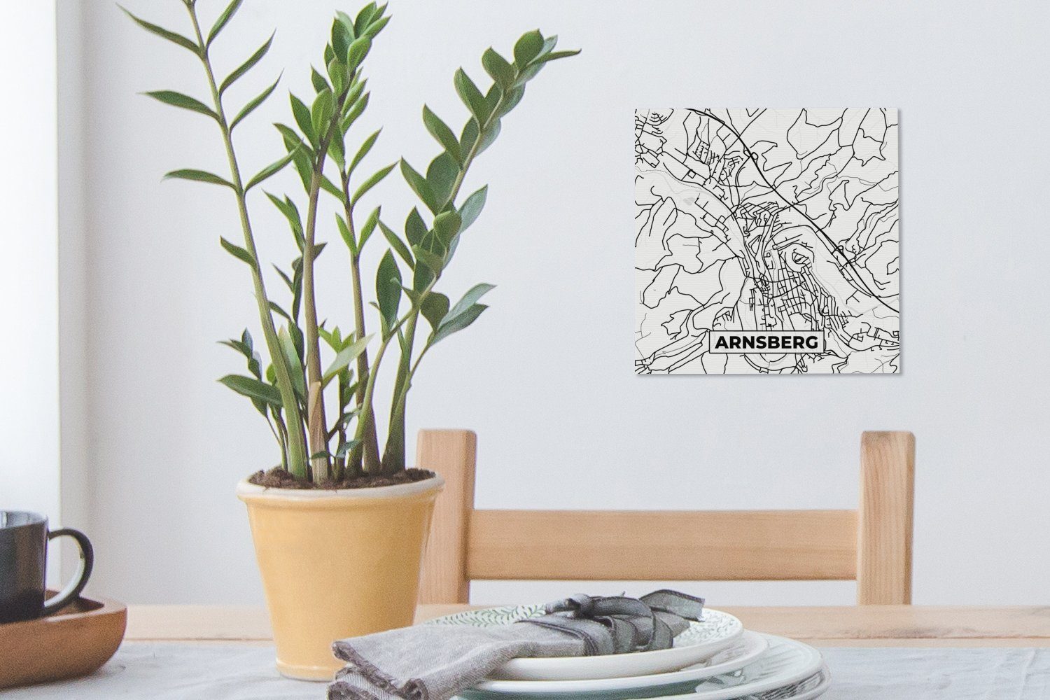 Arnsberg OneMillionCanvasses® Leinwandbild Karte Leinwand (1 St), Wohnzimmer Bilder für - Schlafzimmer - Stadtplan,