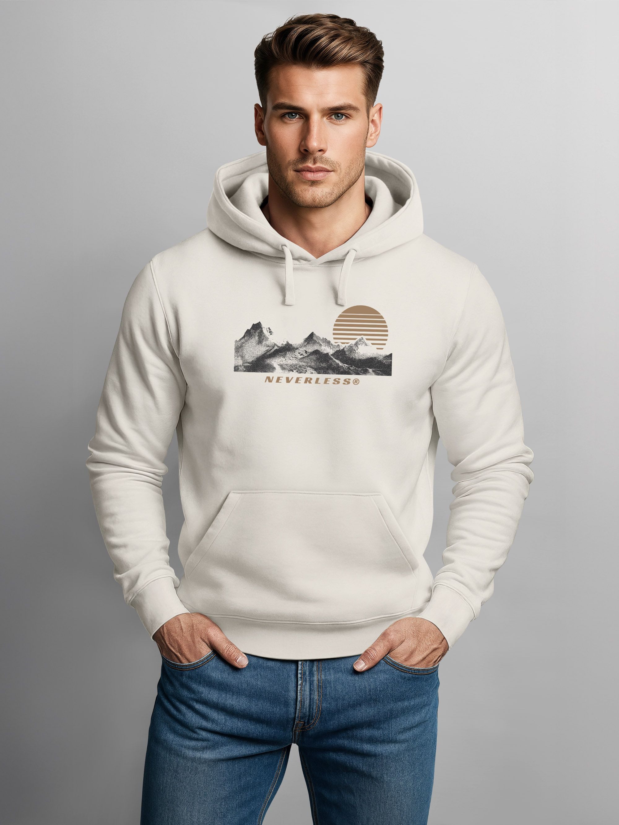 Neverless Hoodie Hoodie Herren Print Outdoor Berge Motiv Kapuzen-Pullover M günstig online kaufen
