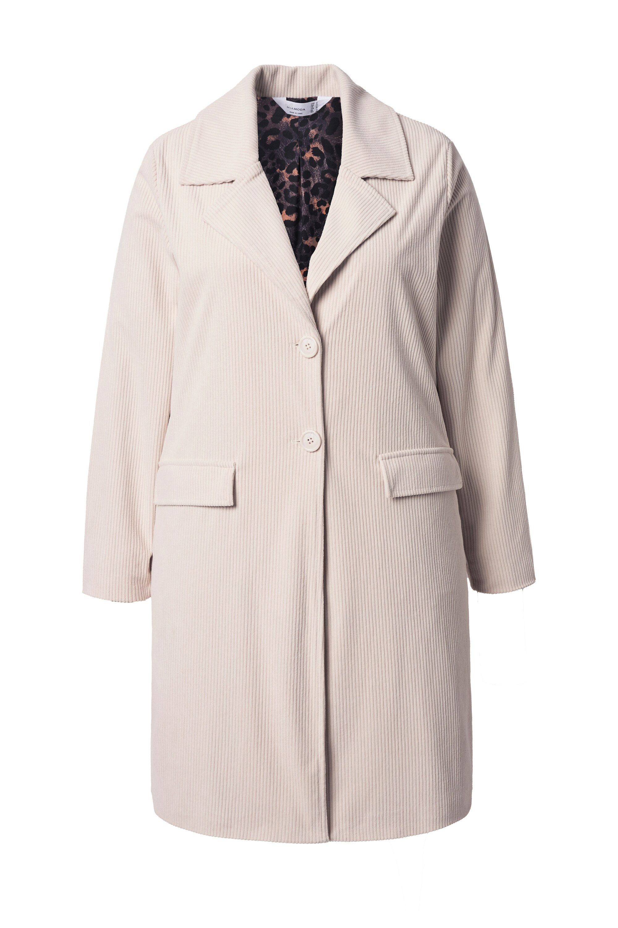 MIAMODA Blusenblazer Cord-Longblazer Futter mit Leodruck