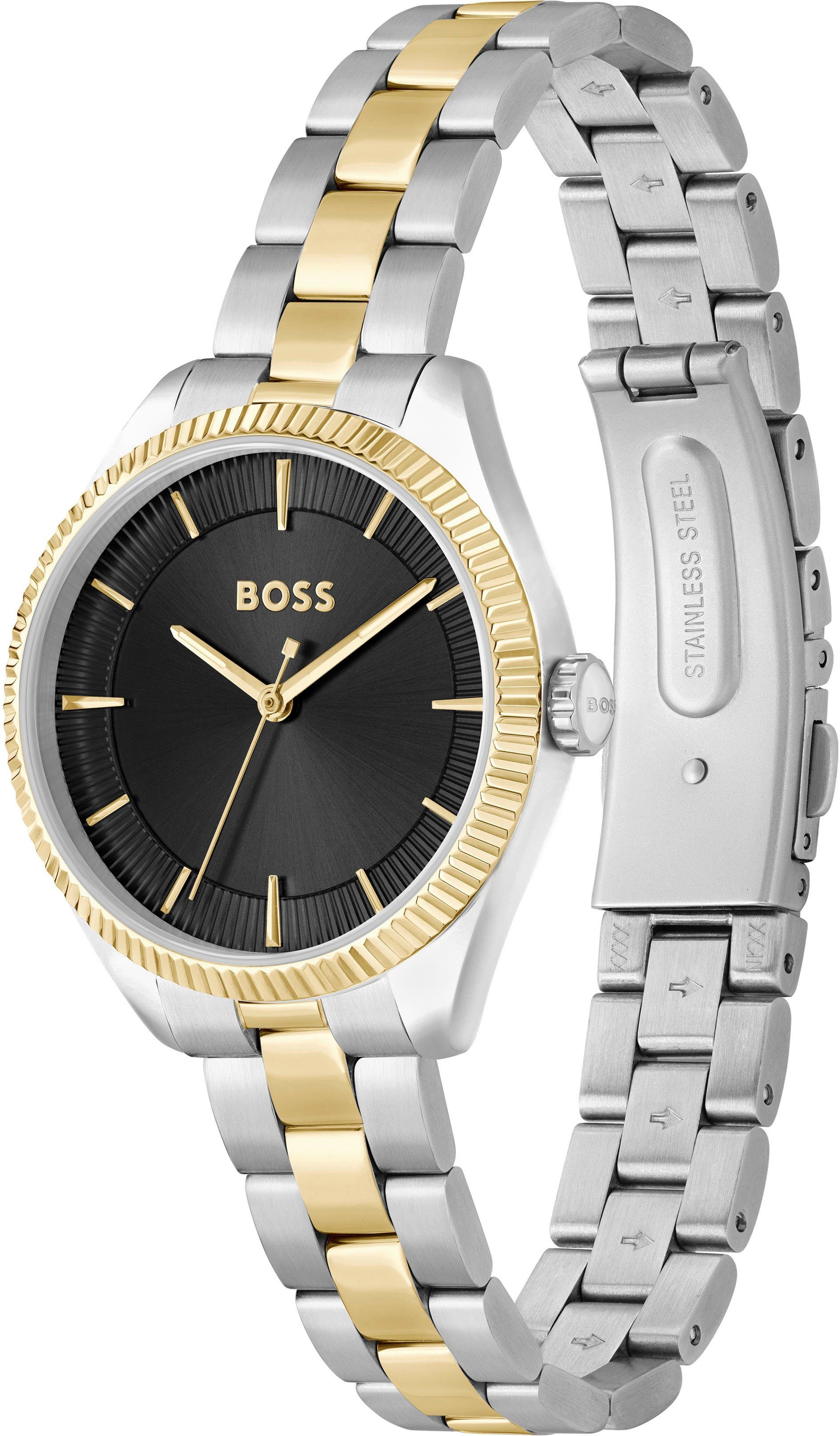 BOSS Quarzuhr SAGE 1502730, Damenuhr, Armbanduhr, analog, Edelstahlarmband günstig online kaufen